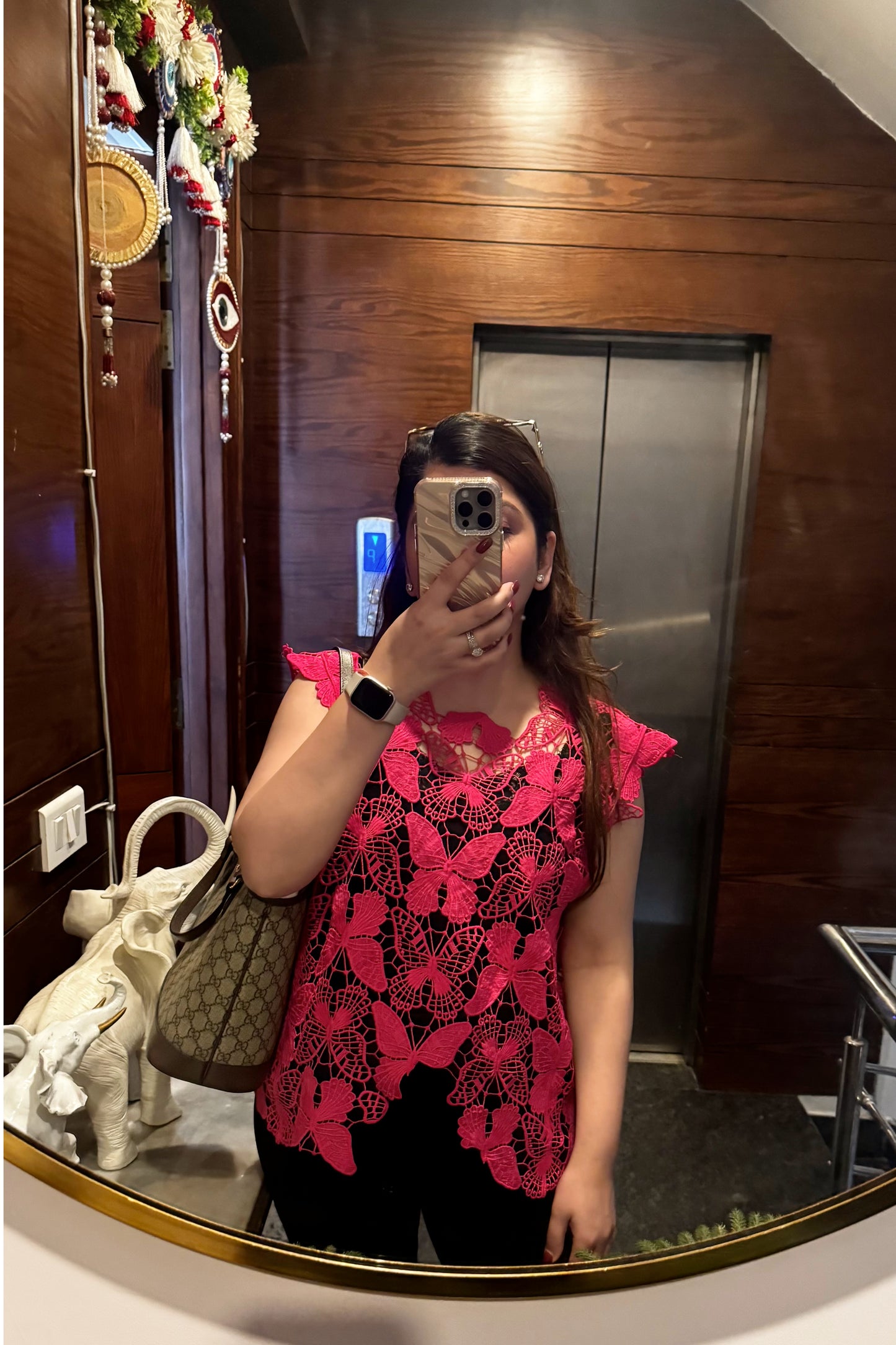Yona Pink Cutwork Top
