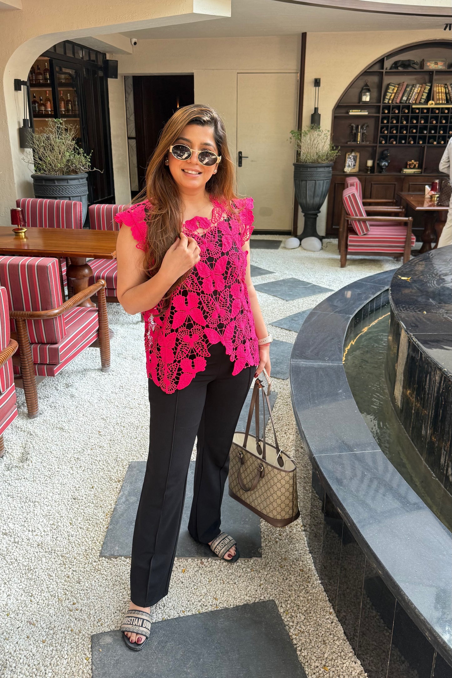 Yona Pink Cutwork Top