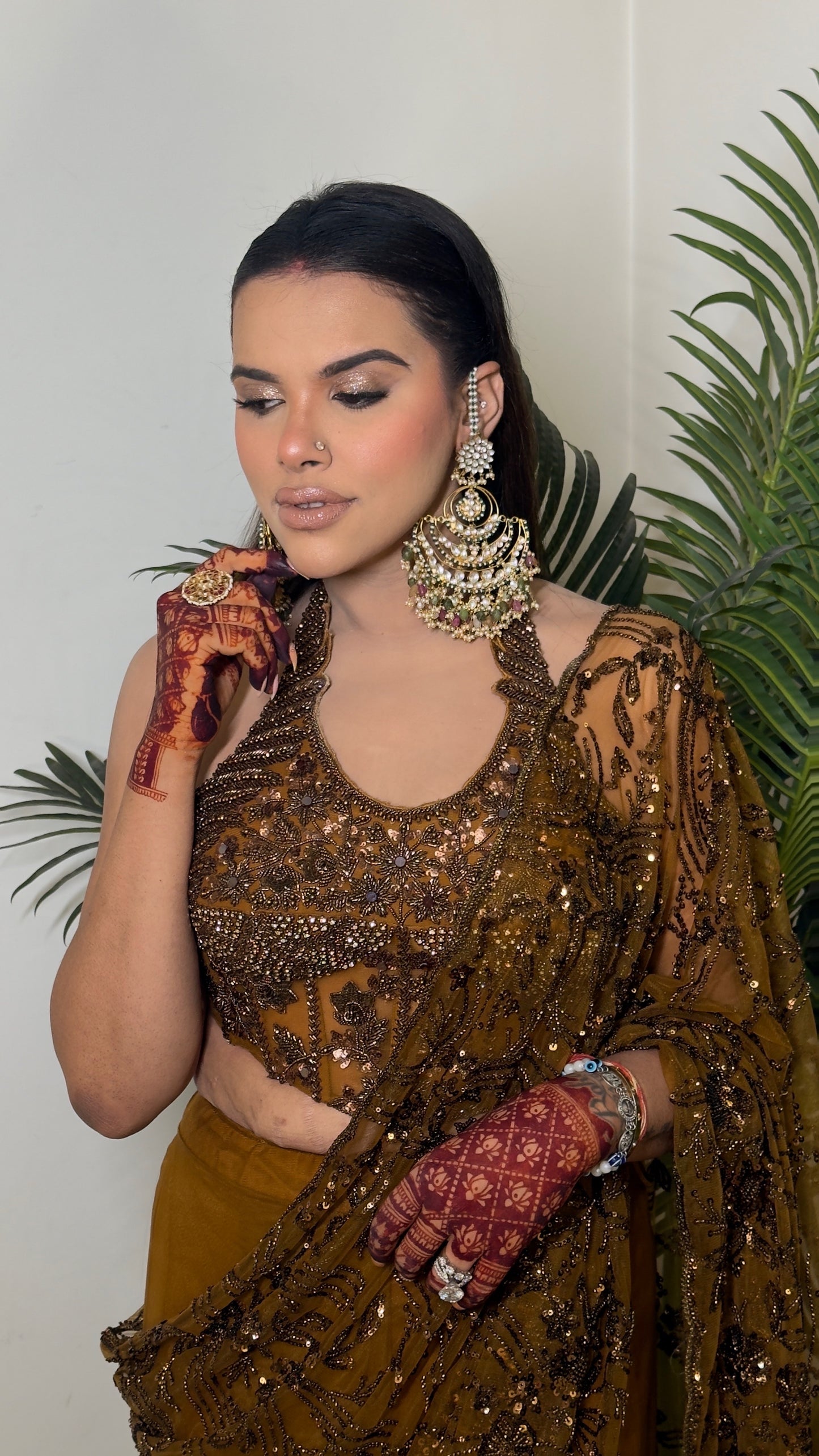 Ilisha Hand Embroidered Halter Neck Drape Saree