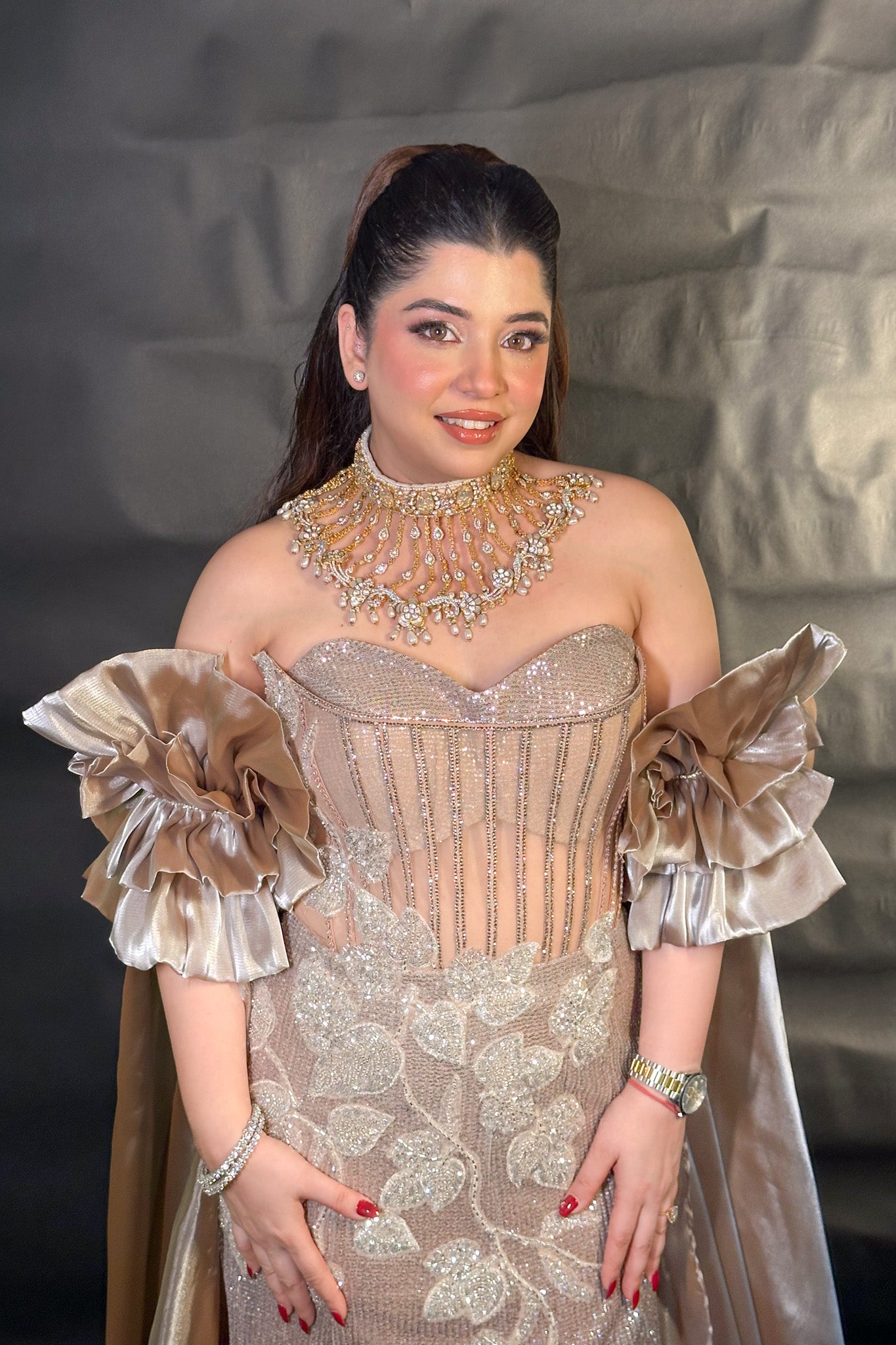 Iraja Hand Embroidered Fish Cut Gown