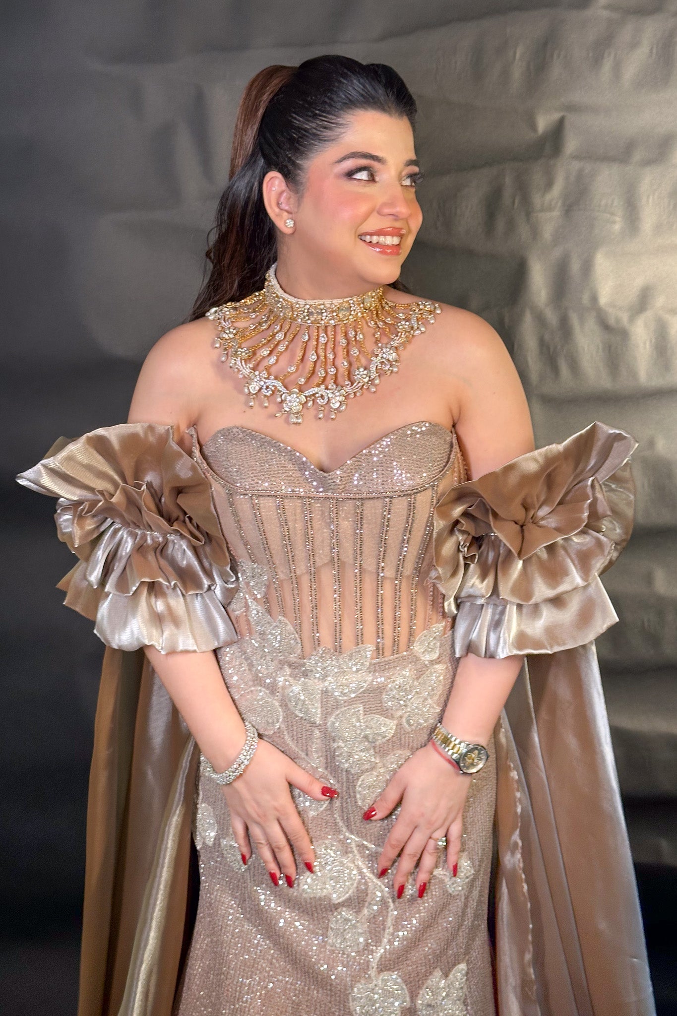 Iraja Hand Embroidered Fish Cut Gown