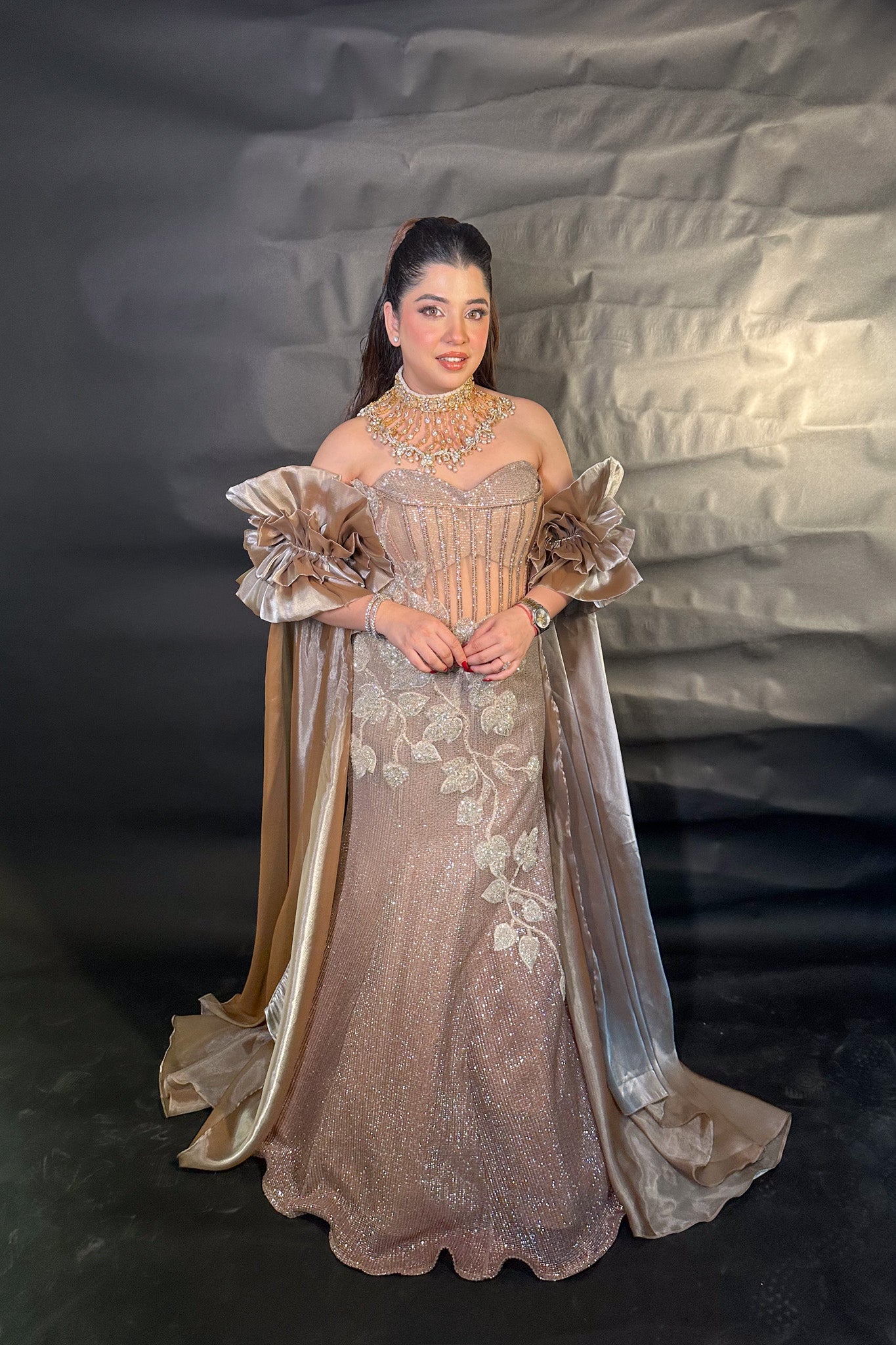 Iraja Hand Embroidered Fish Cut Gown