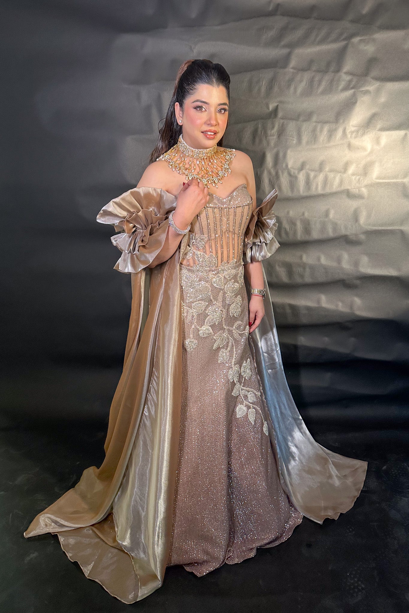Iraja Hand Embroidered Fish Cut Gown