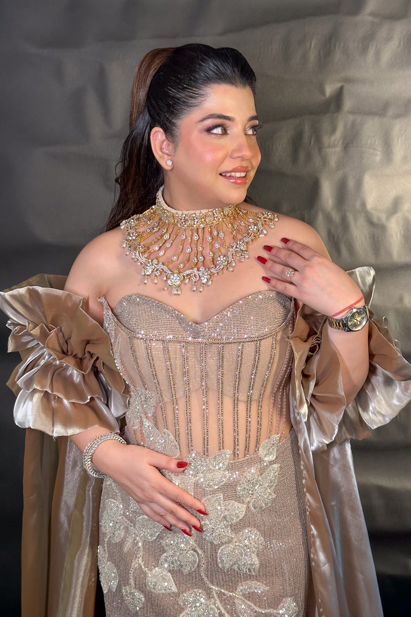 Iraja Hand Embroidered Fish Cut Gown