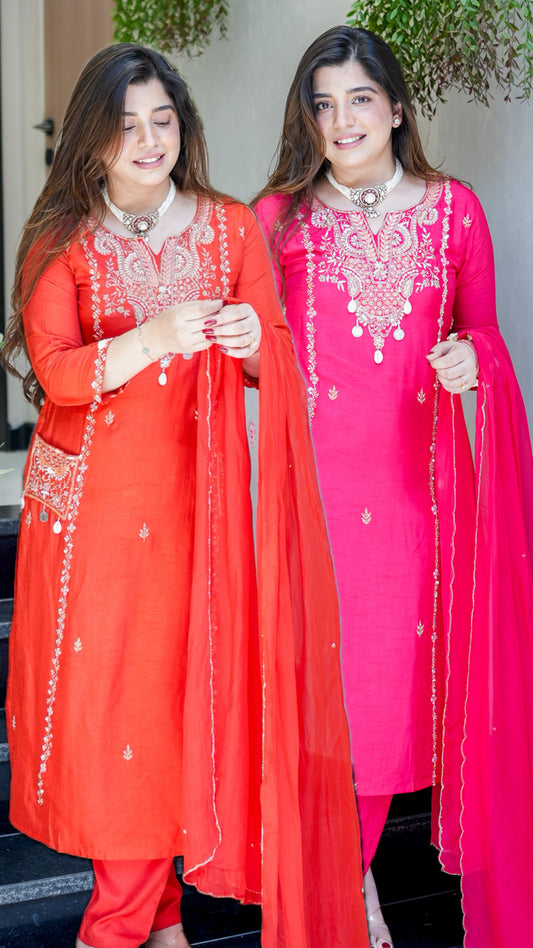 Rivya Embroidered Straight Suit Set