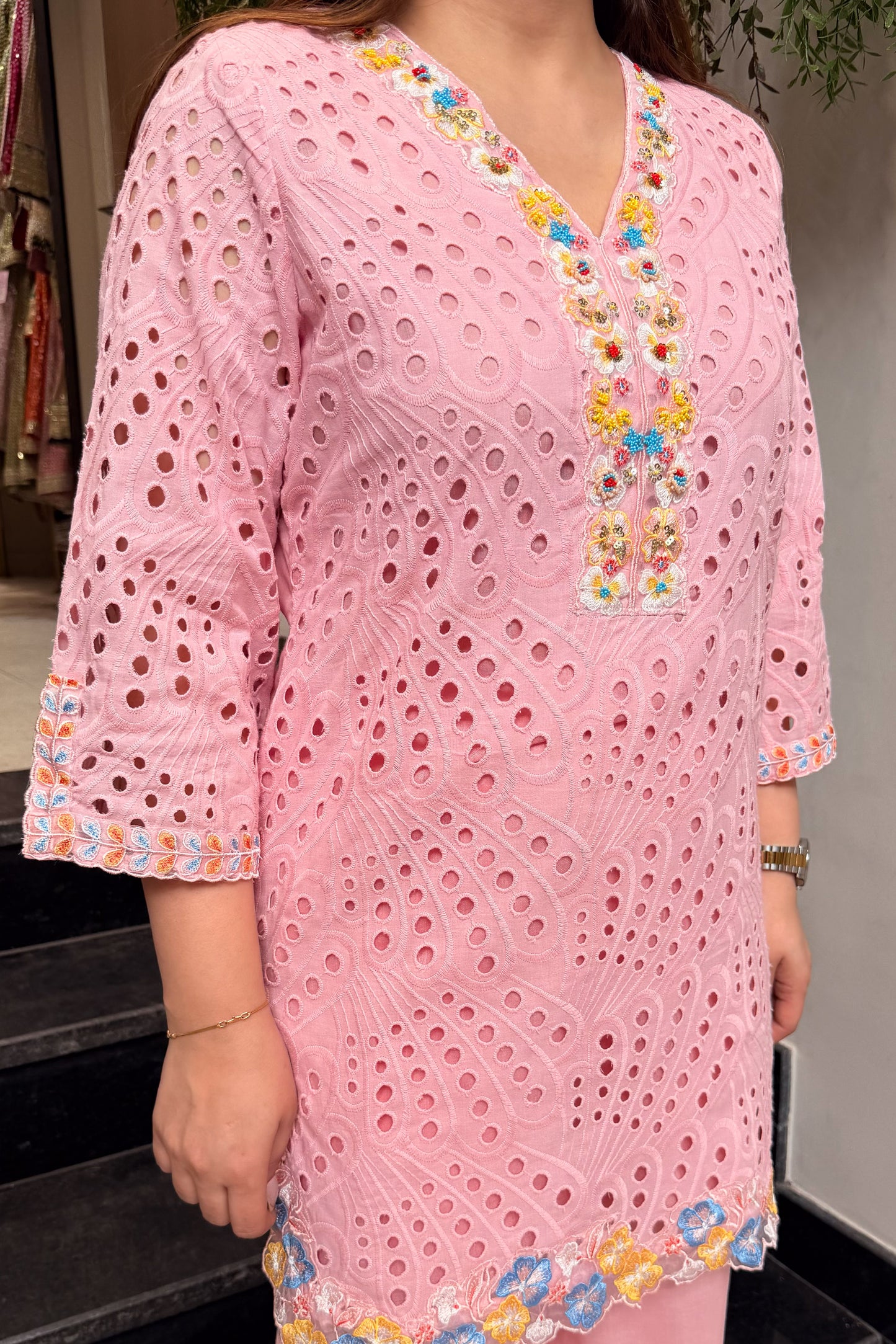 Zohal Schiffli Embroidered Co ord Set