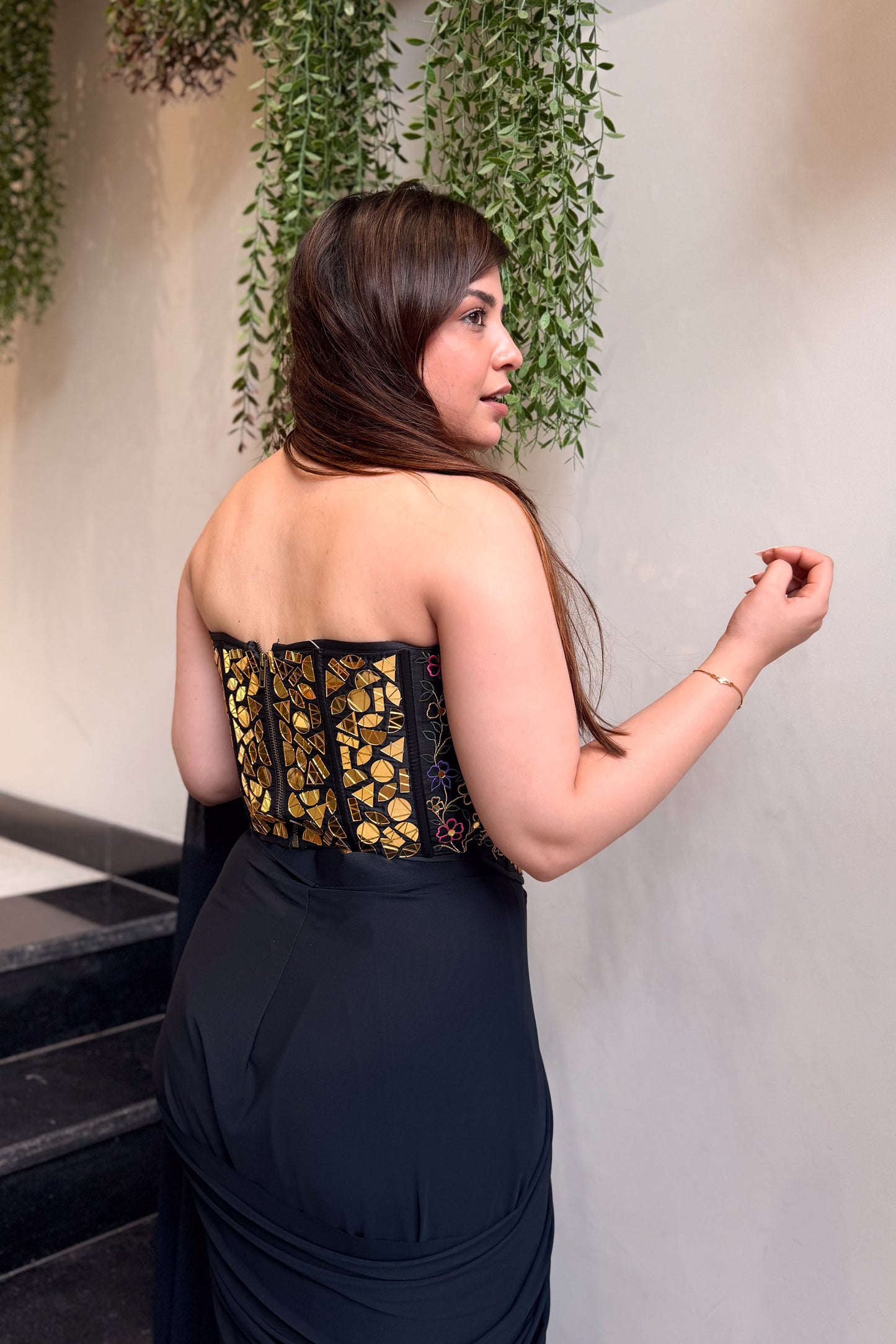 Harnoor Hand Embroidered Corset Drape Saree