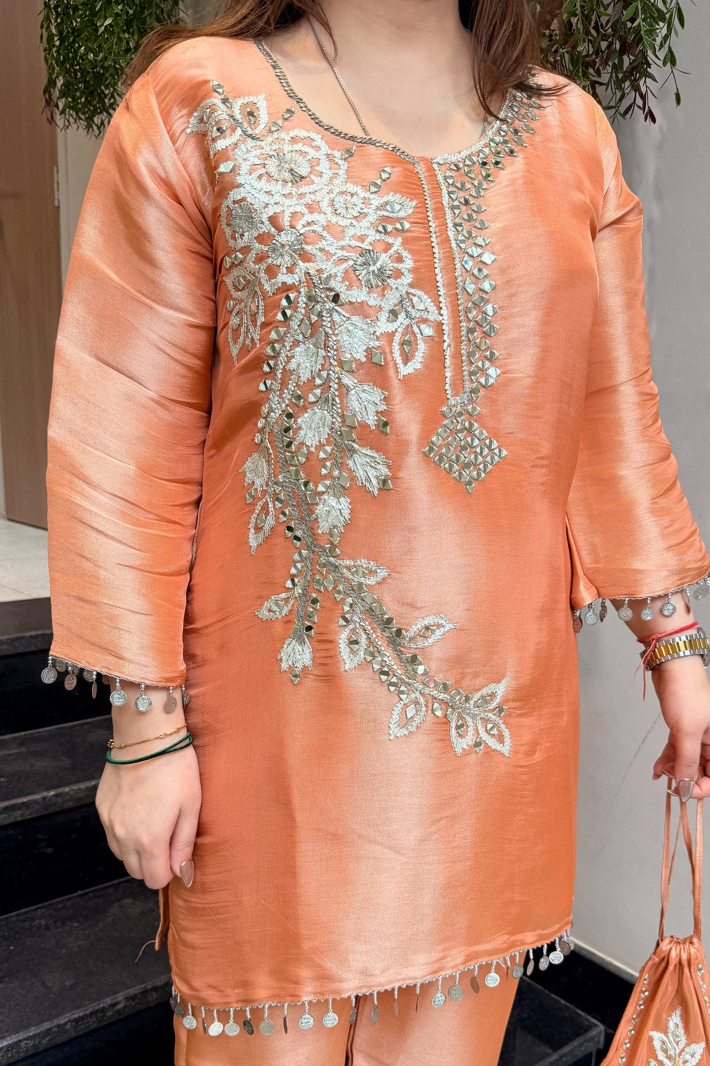 Ravisha Embroidered Co ord Set with Potli