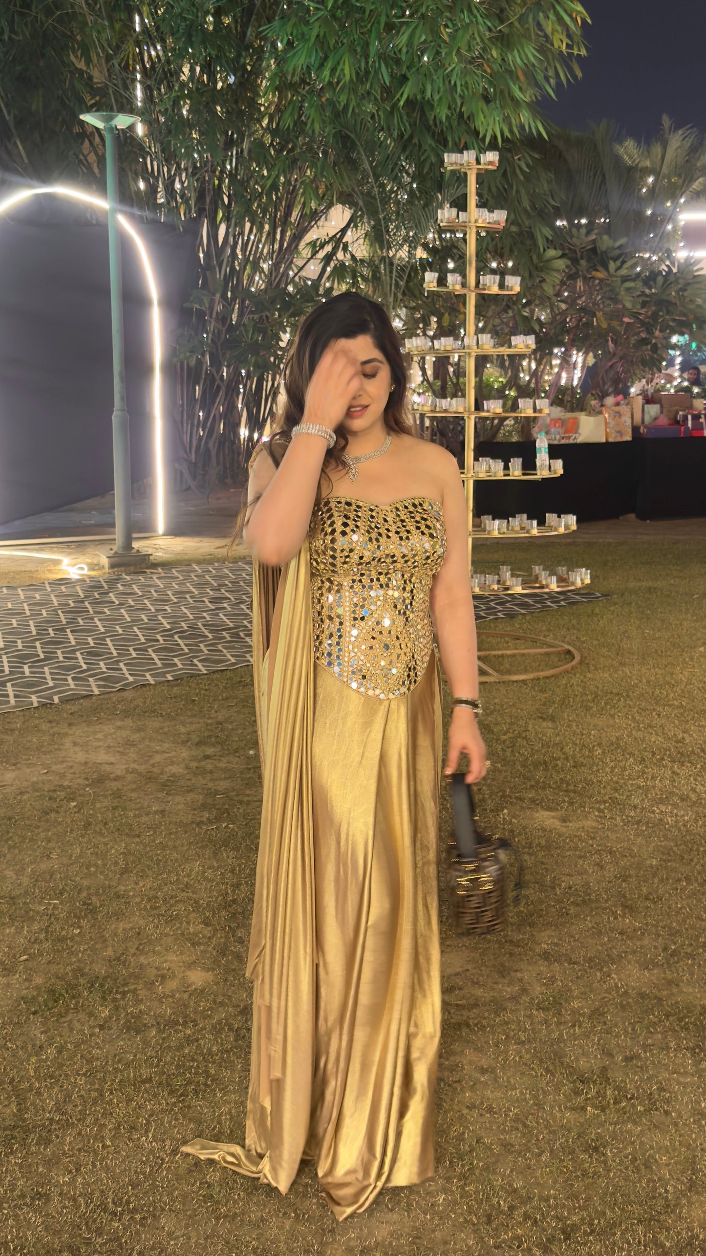 Aavira Mirror Detailing Corset Drape Saree