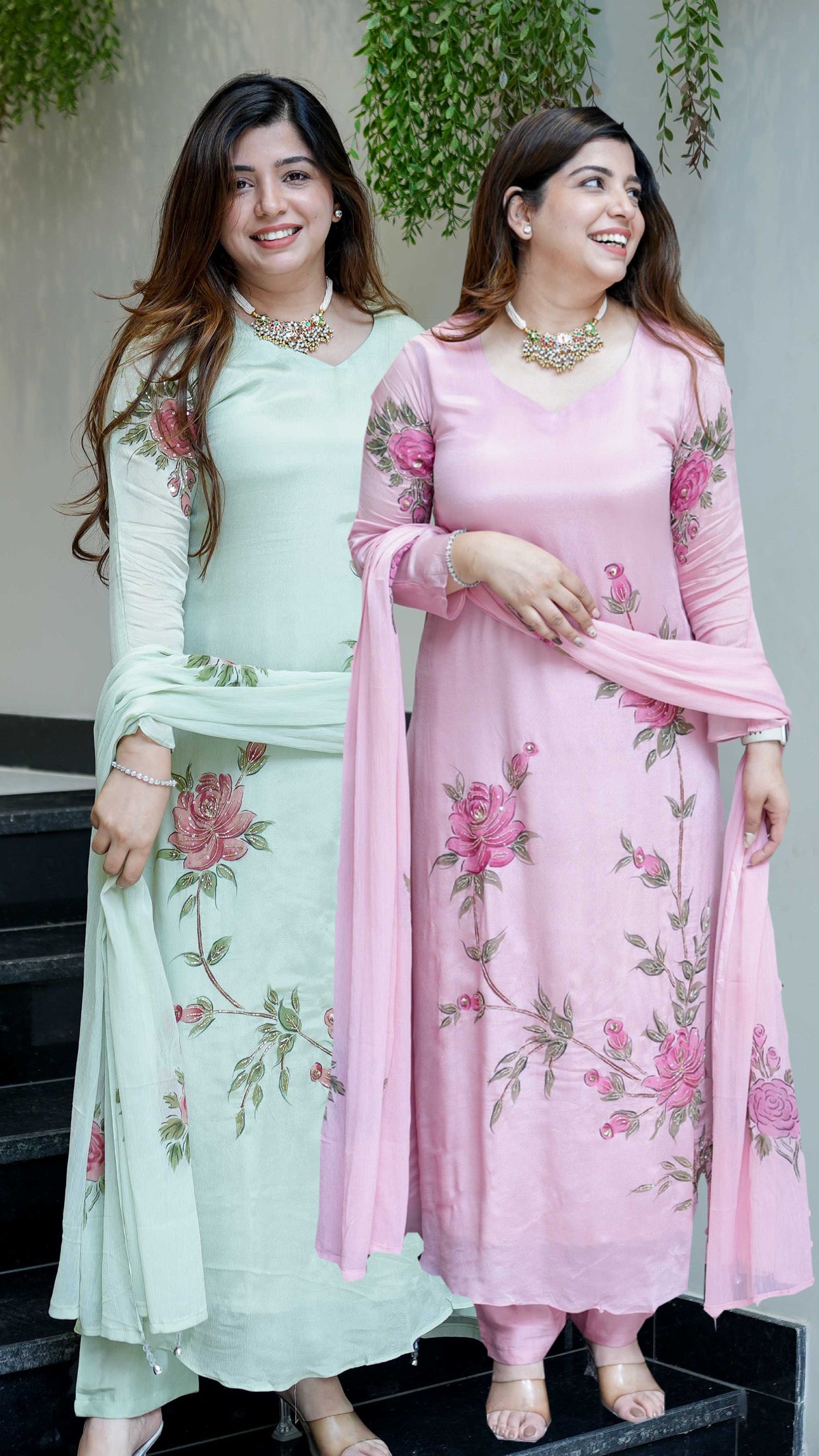 Diya Hand Painted Anarkali Suit Set