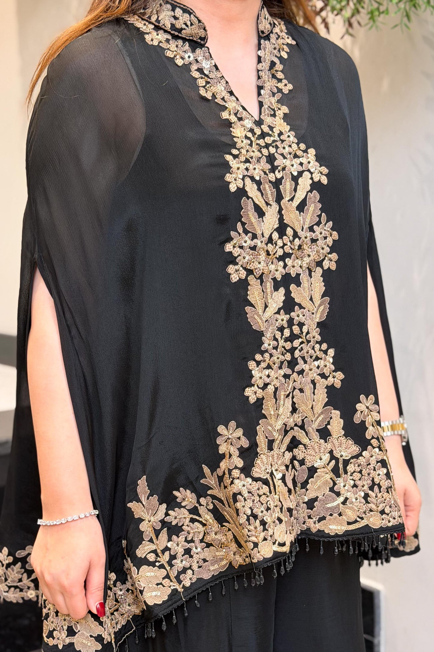 Vibha Black Embroidered Cord Set