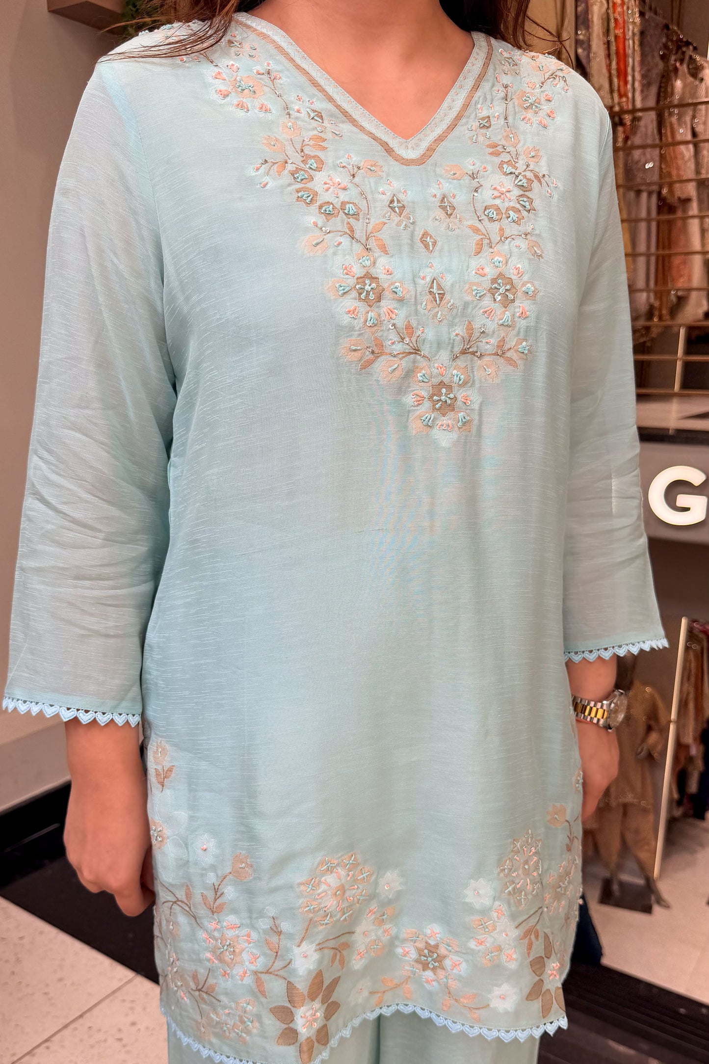Raisha Floral Embroidered Co ord Set