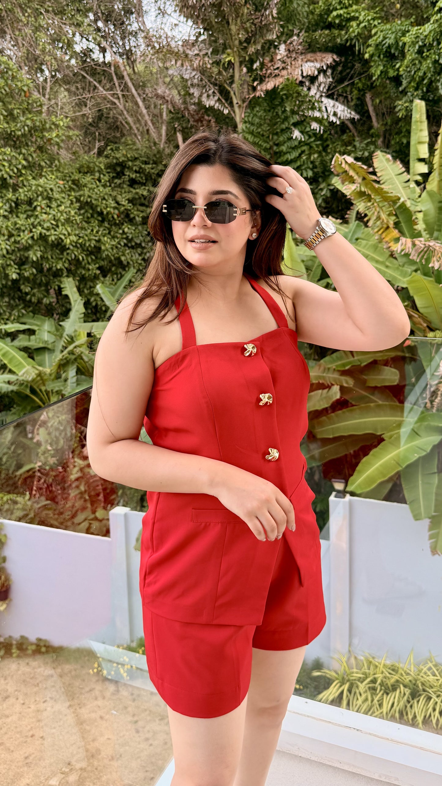 Isabella Button Embellished Three Piece Set