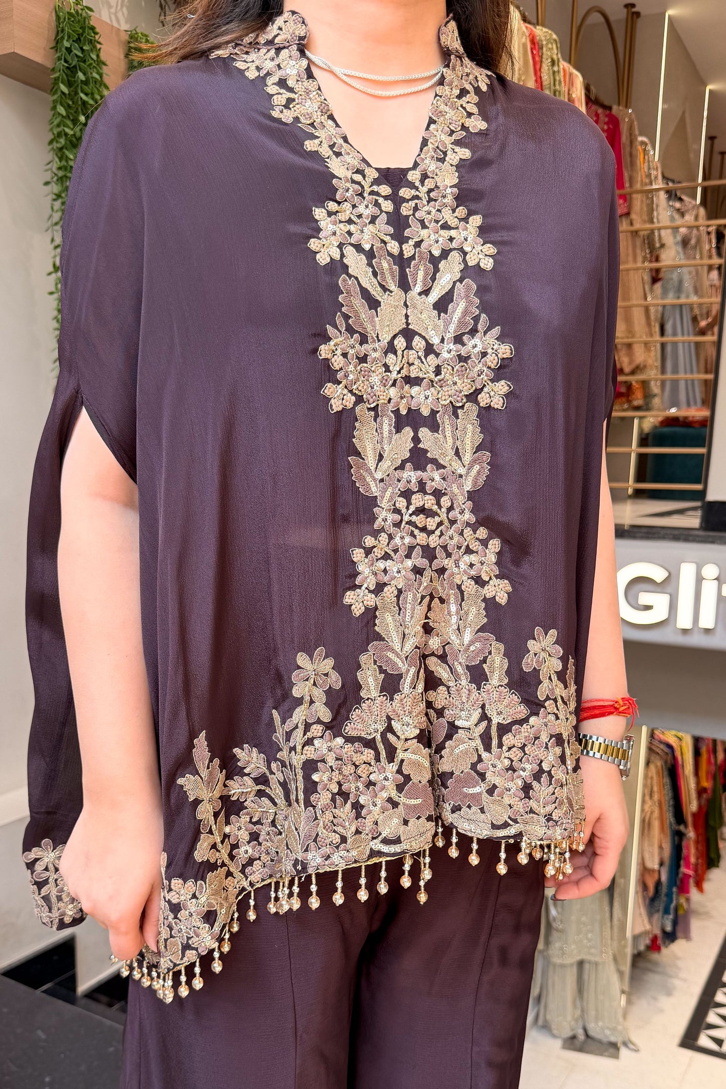 Vibha Brown Embroidered Co ord Set