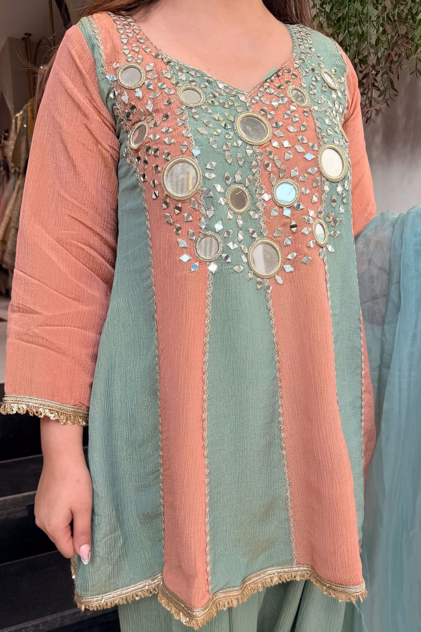 Tahini Mirror Detailing Suit Set