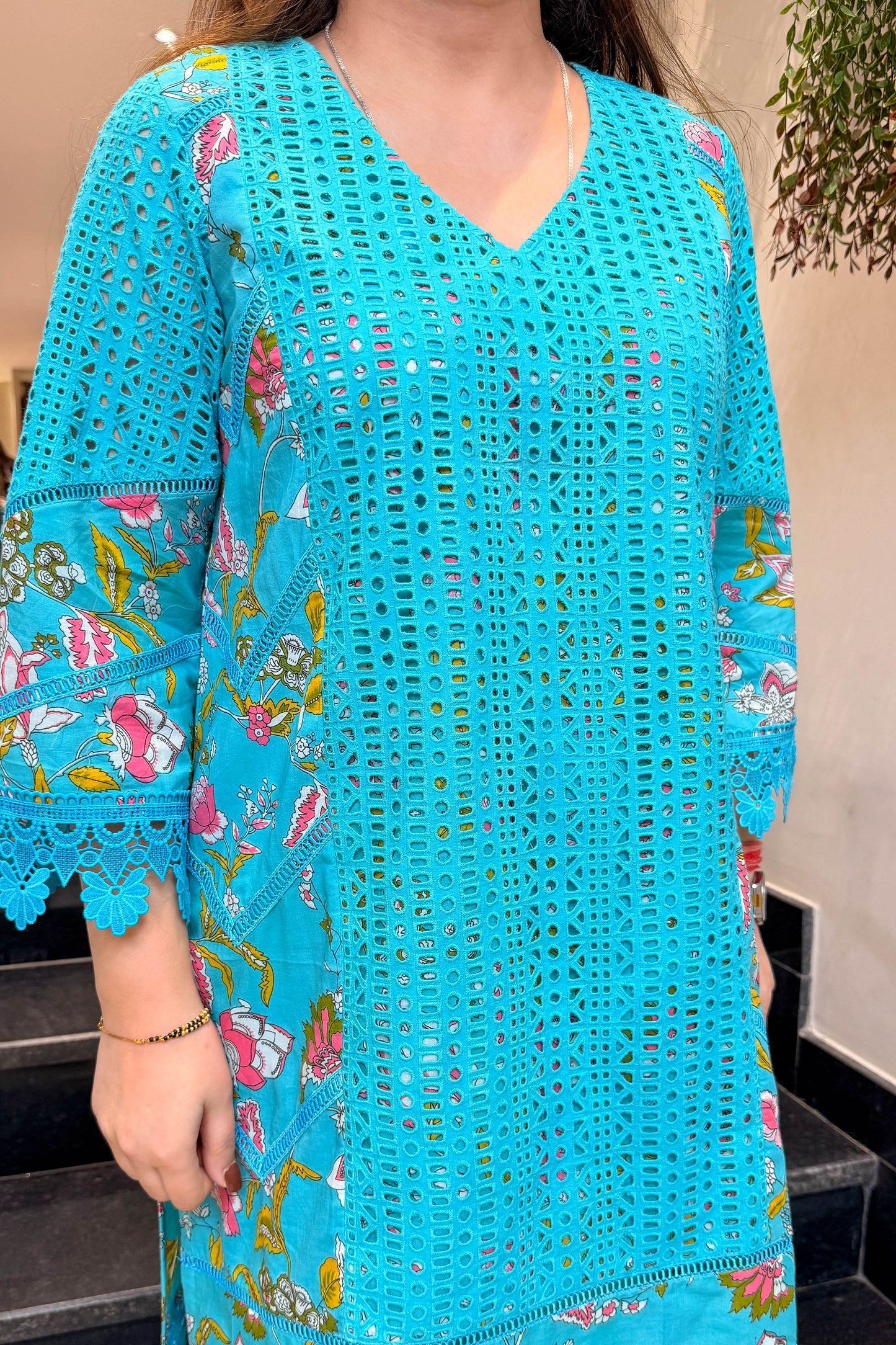 Kaisha Schiffli Embroidered Co ord Set