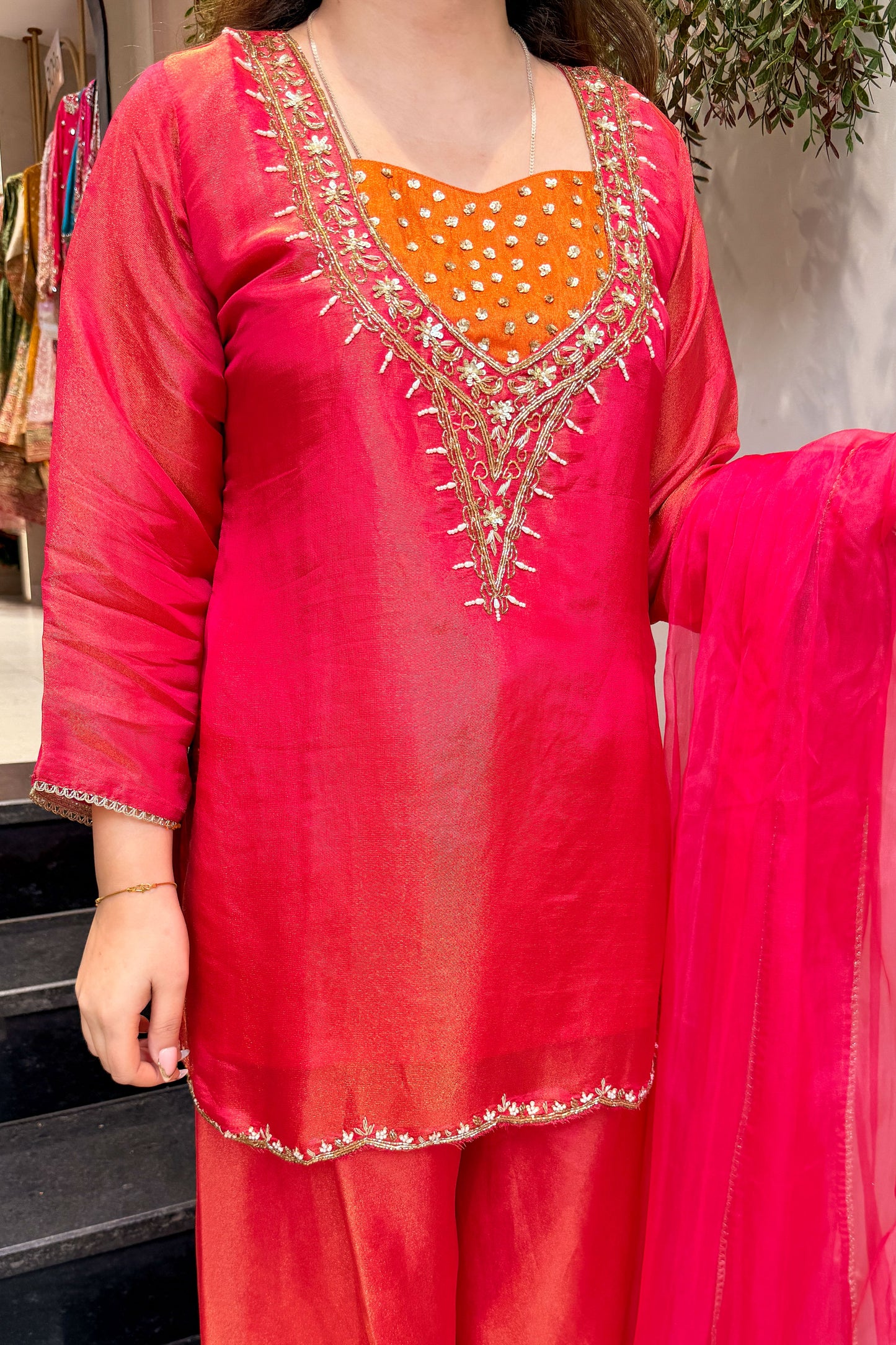 Kiyana Pink Embroidered Garara Set