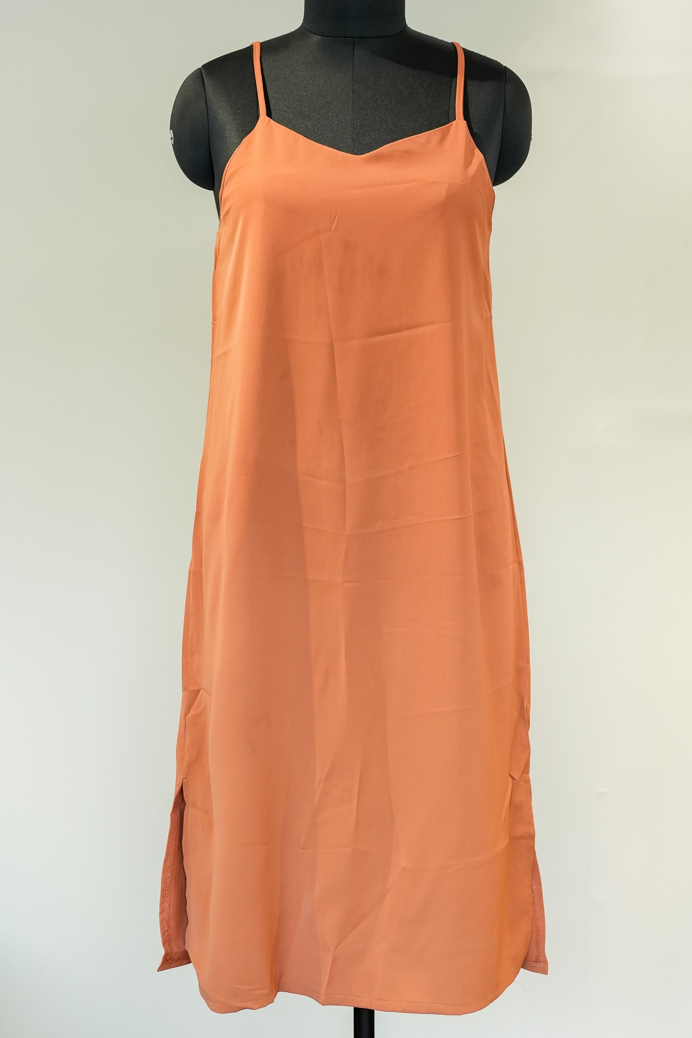 Rust Side Slit Slip Dress