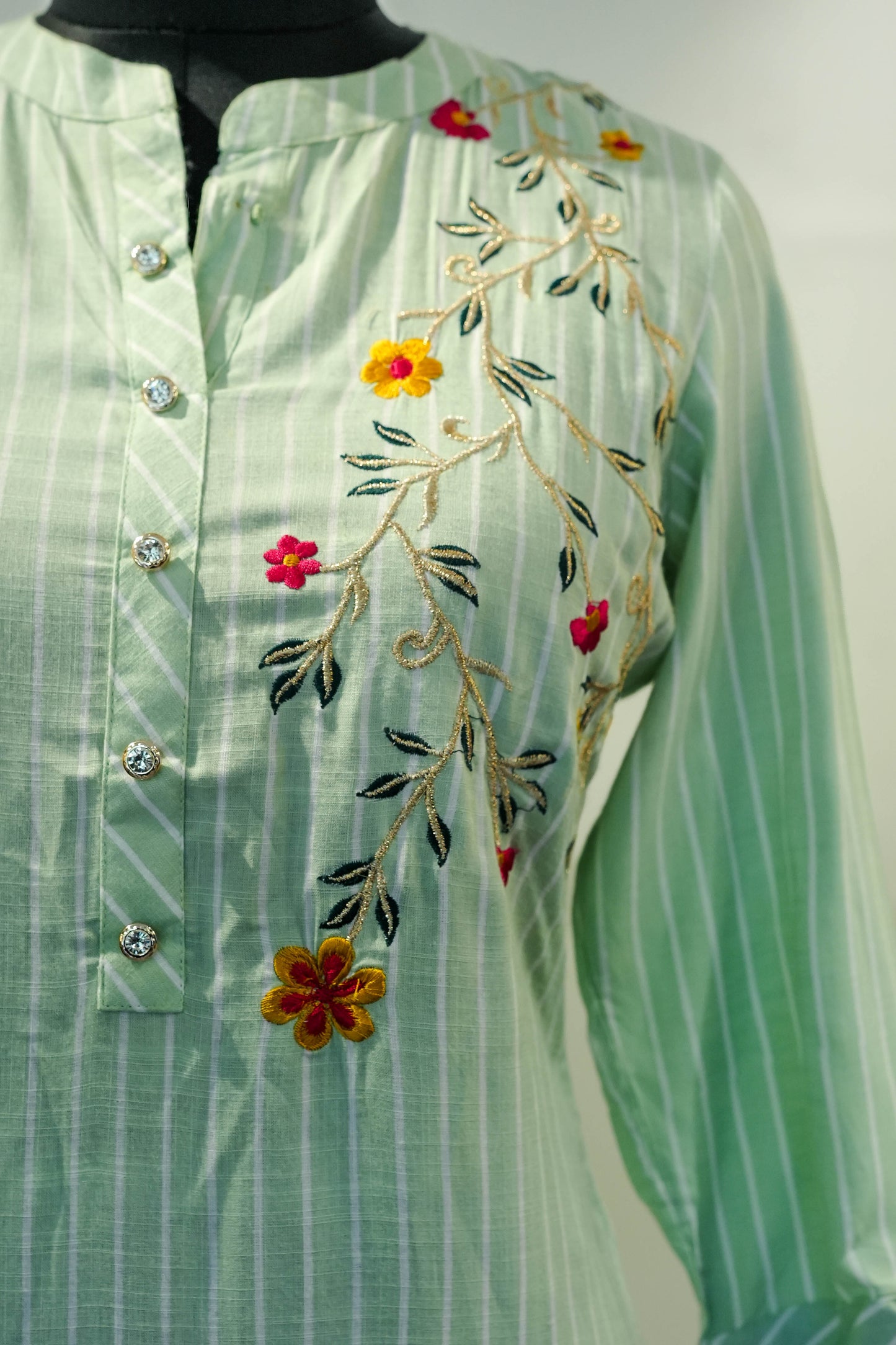 Sea Green Embroidered Kurta