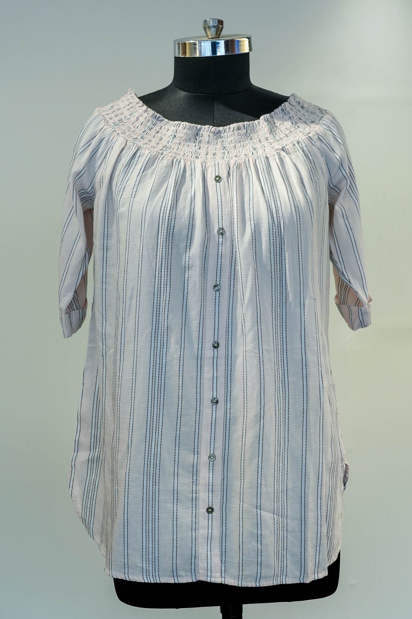 Striped Buttoned Long Shirt