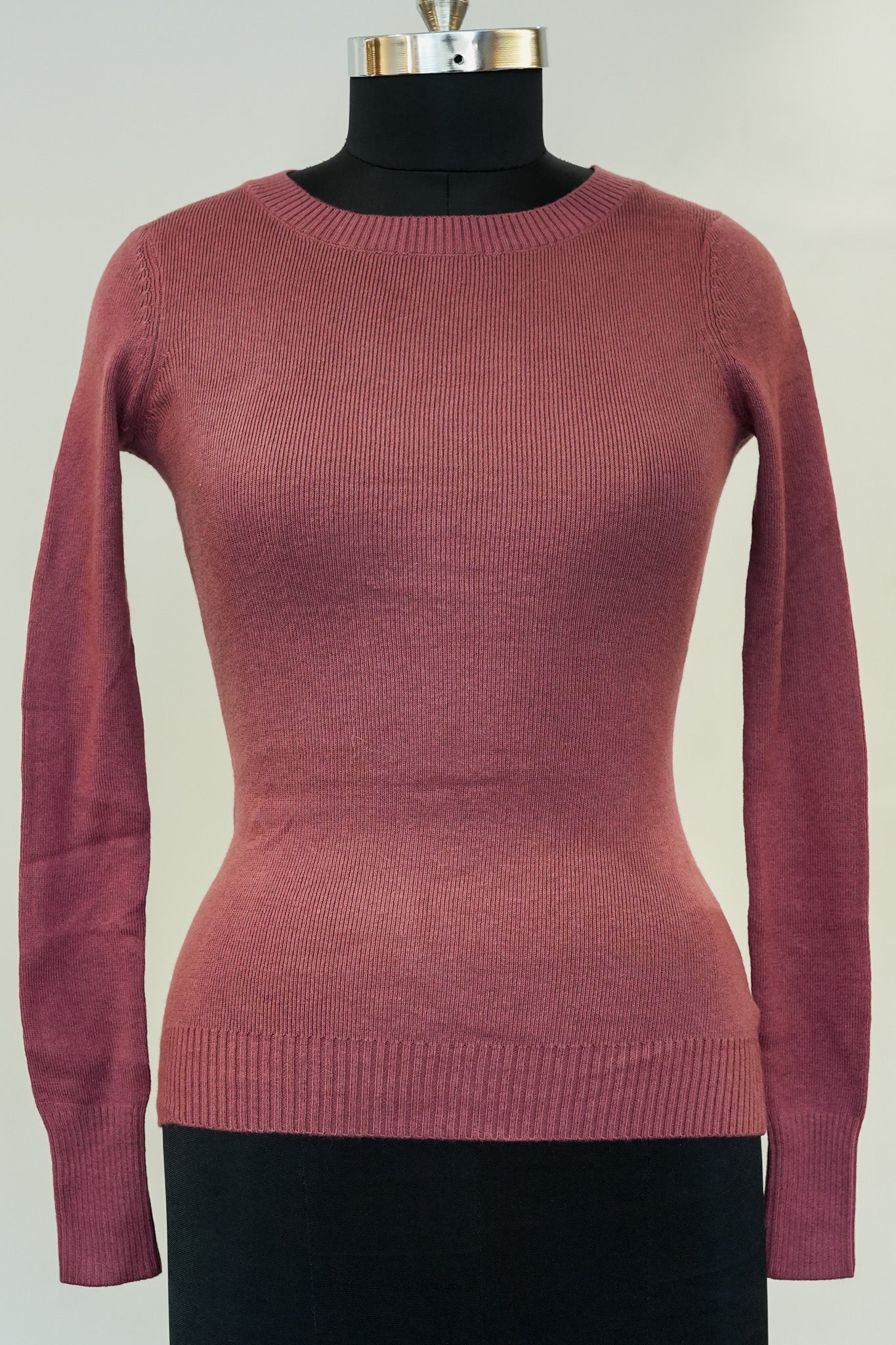 Wine Full Sleeves Knitted Top