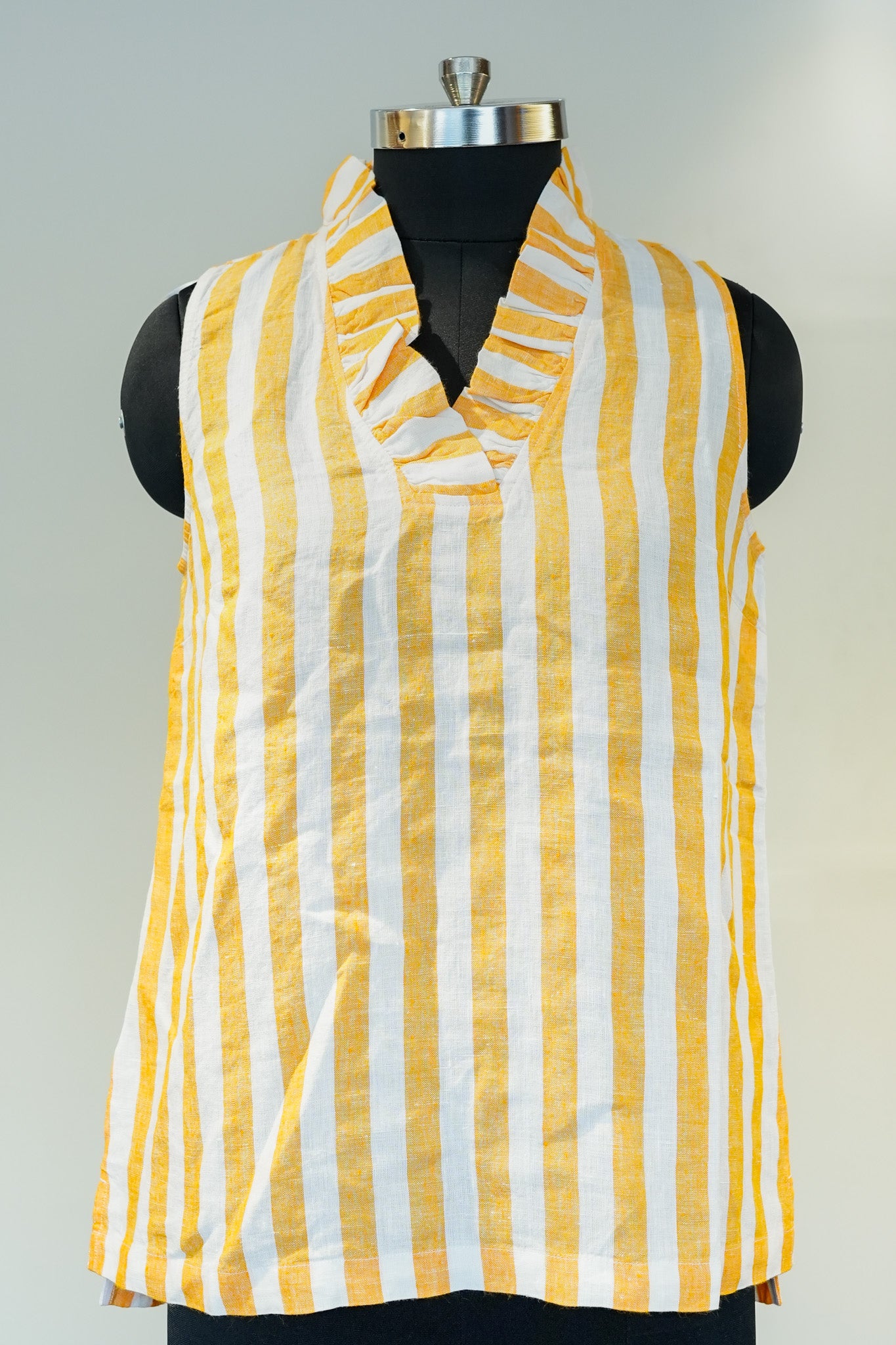 Yellow Striped Short Kurti