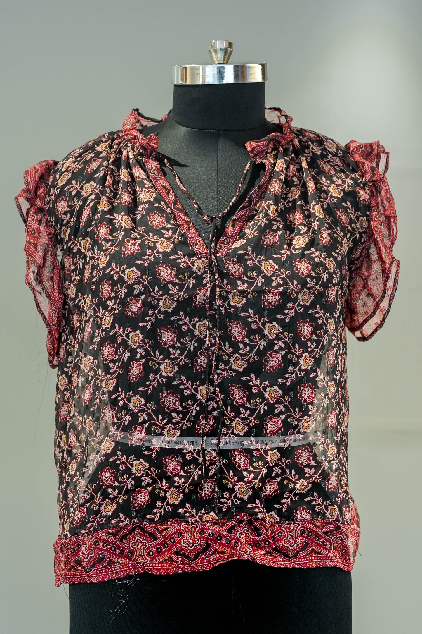 Floral Printed Cut Sleeves Top