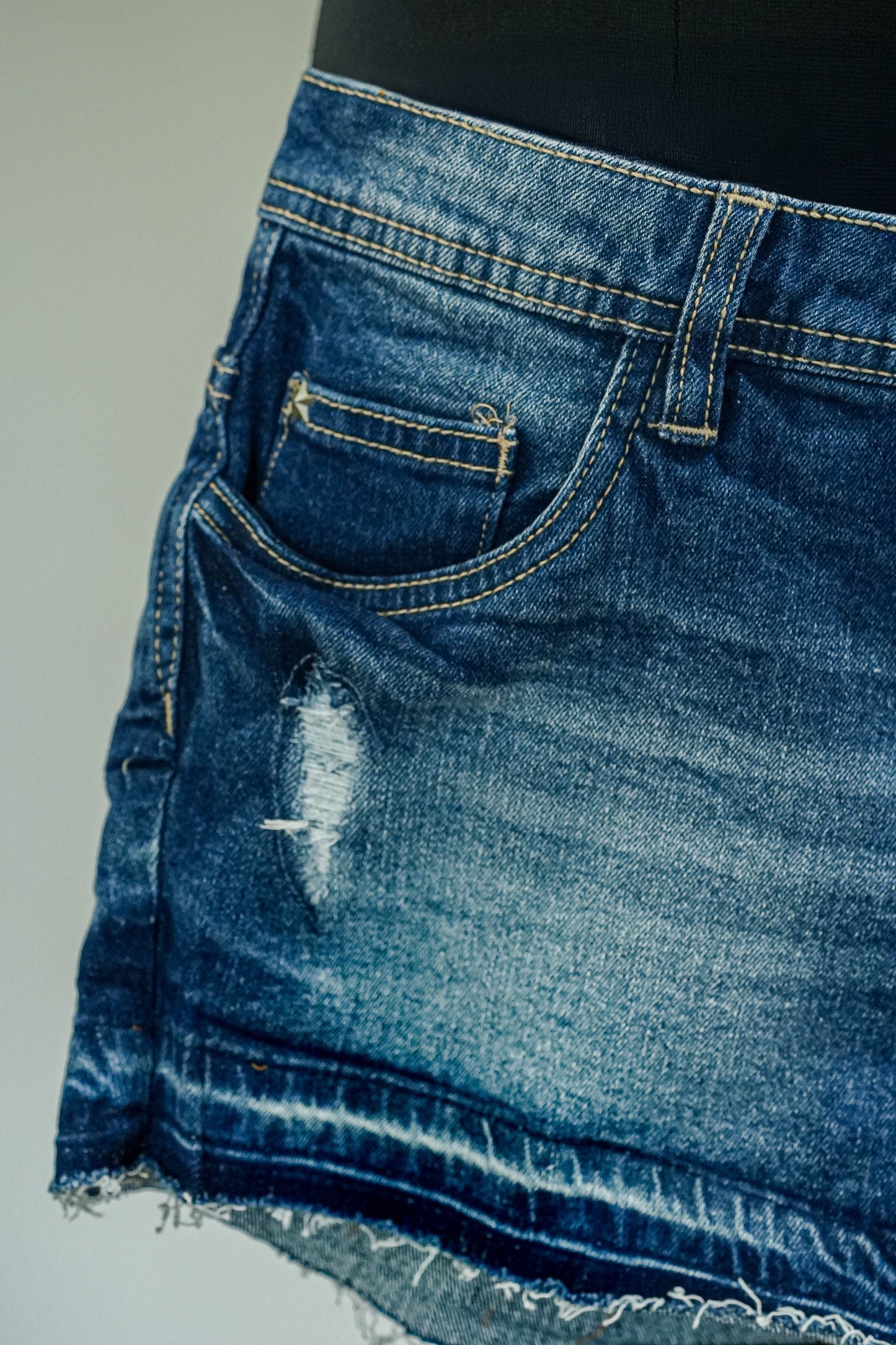Dark Blue Denim Shorts