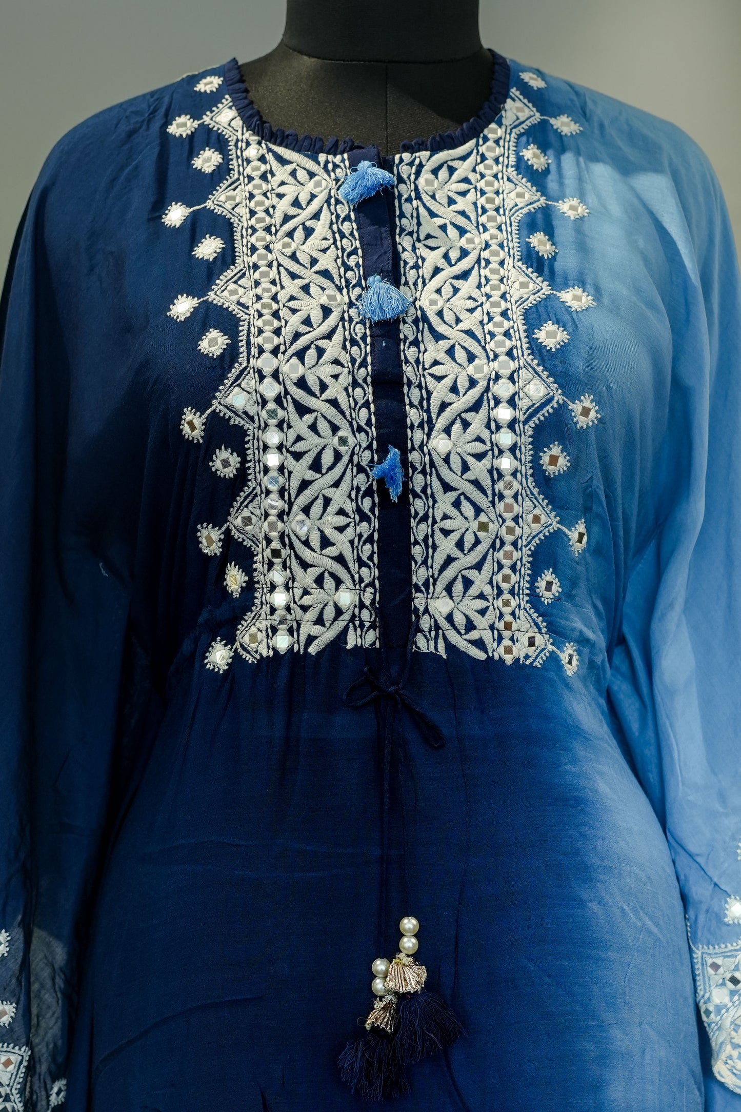 Blue Ombre Embroidered Kaftan