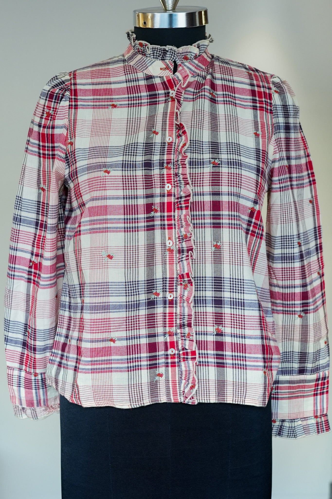 Red Check Full Sleeves Top