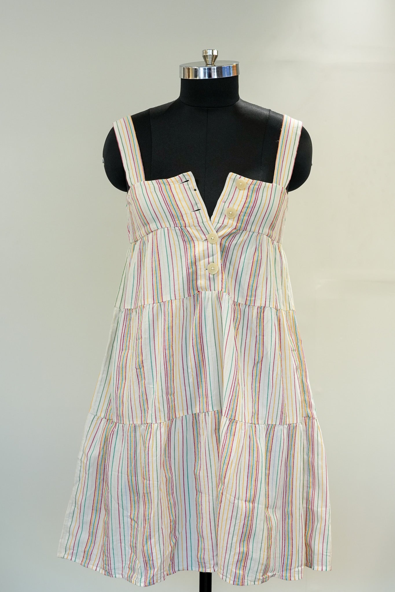 Front Buttoned Striped Dress