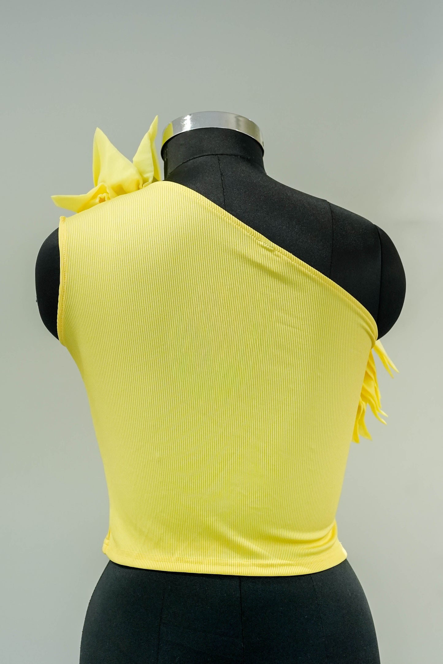 Yellow One Shoulder Ruffle Top