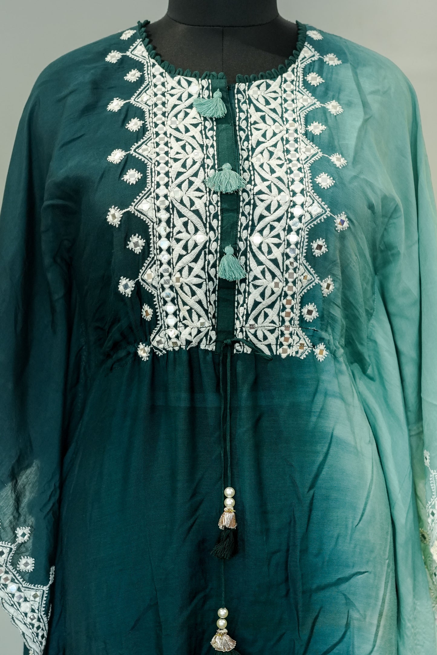 Green Ombre Embroidered Kaftan
