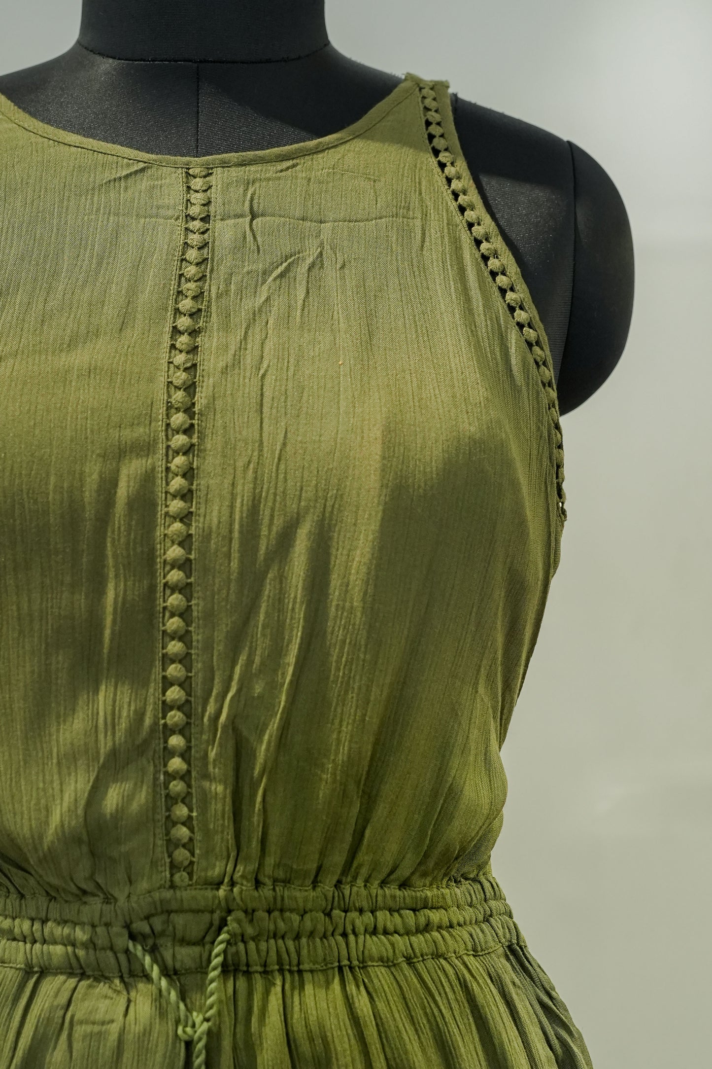 Olive Green Embroidered Playsuit