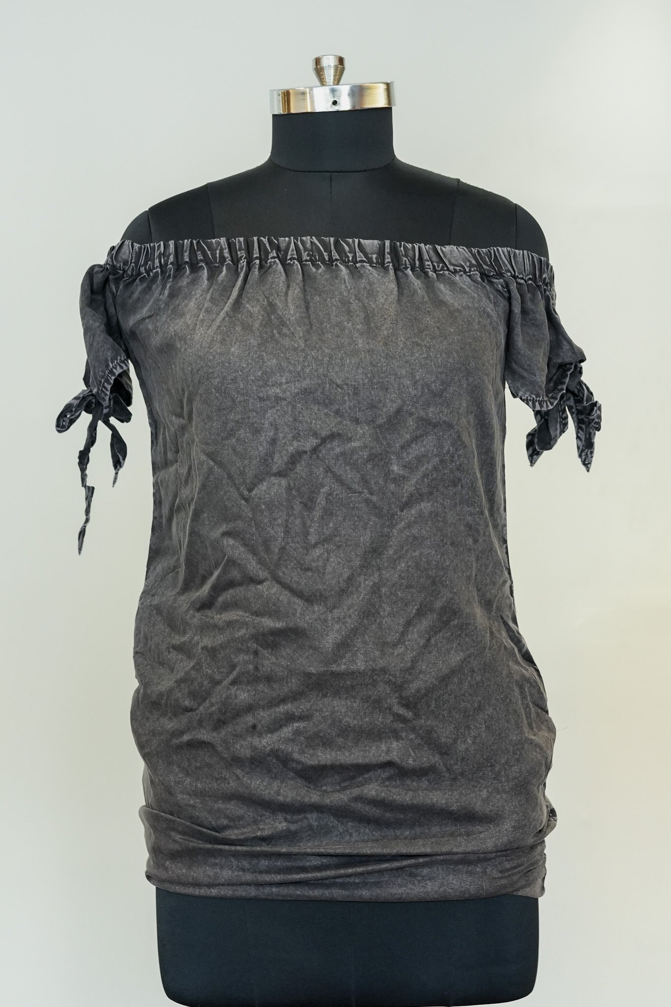 Grey Denim Off Shoulder Top