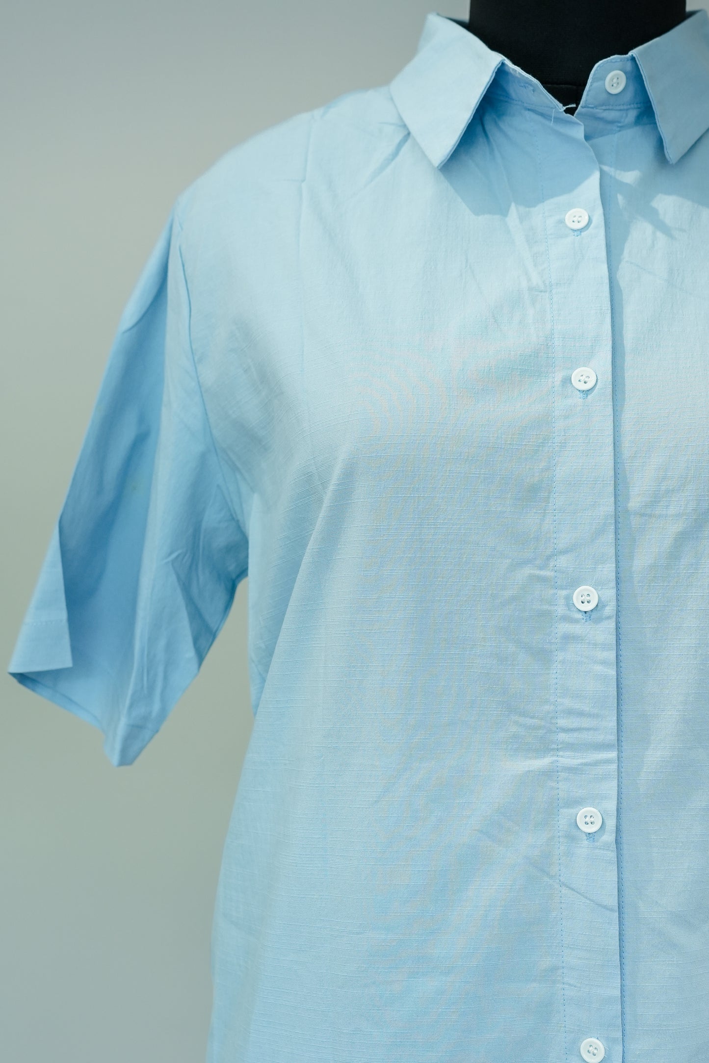 Sky Blue Buttoned Long Dress