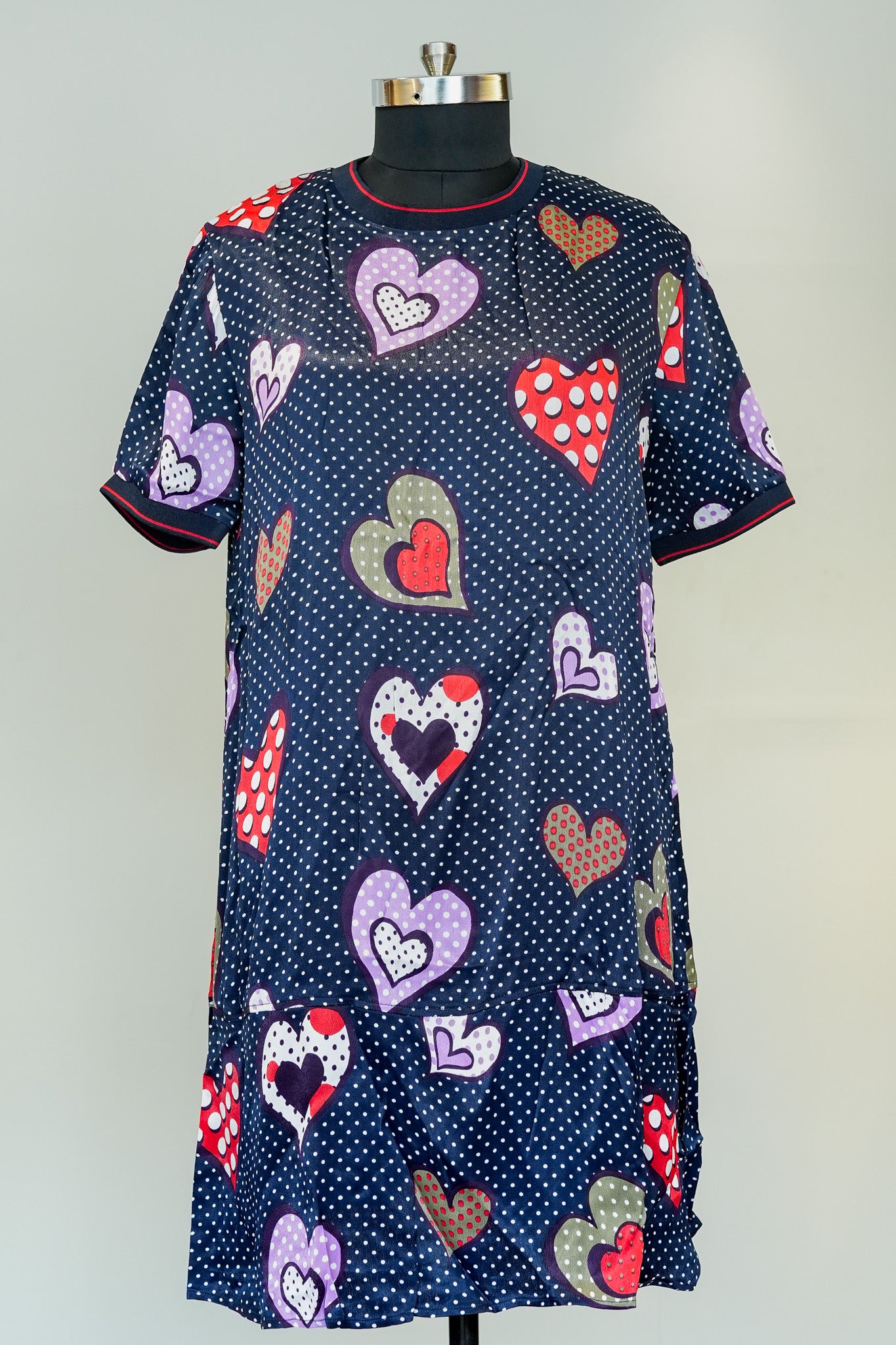 Heart Printed Short Tshirt Dress