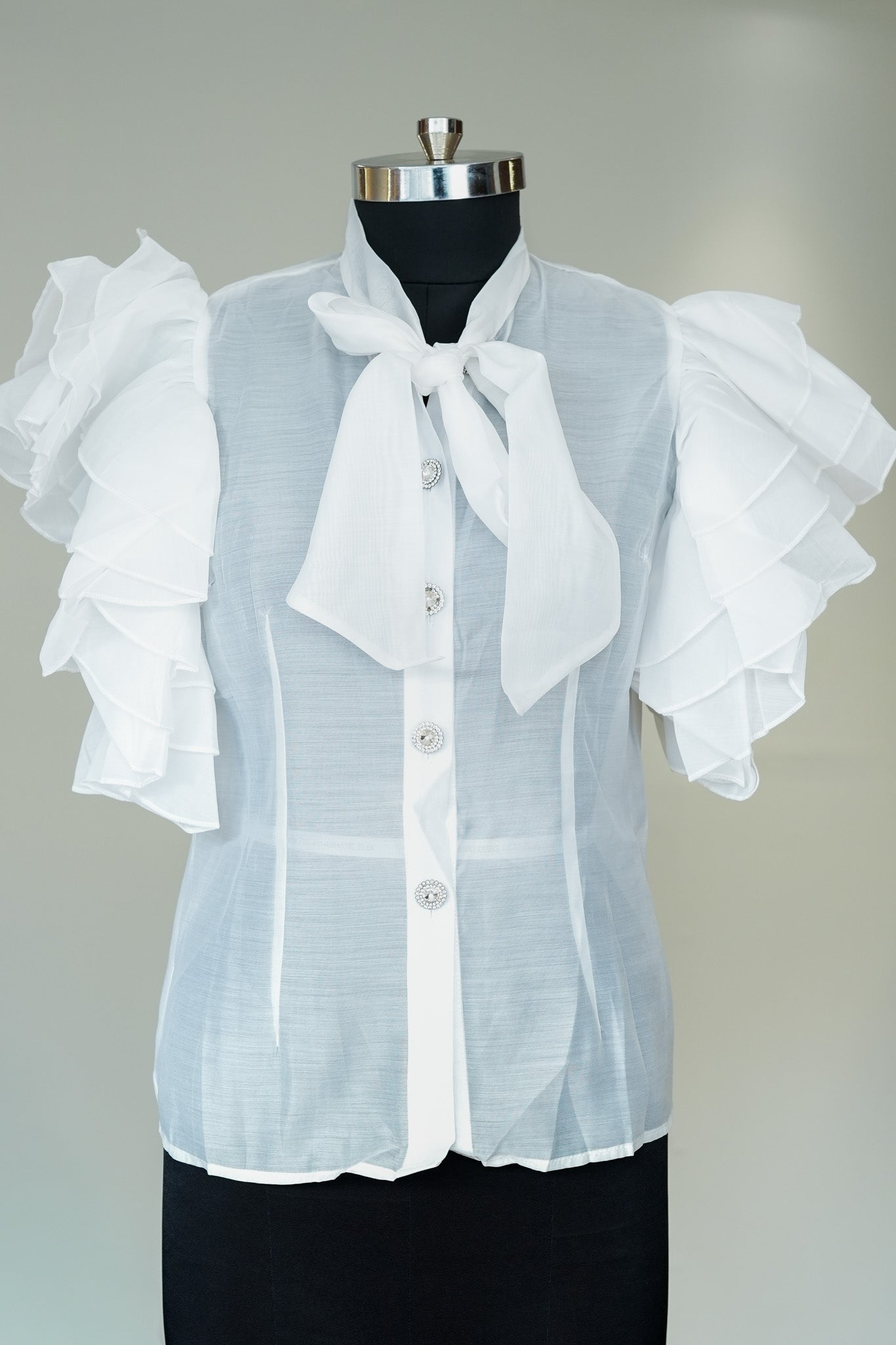 White Organza Frill Top