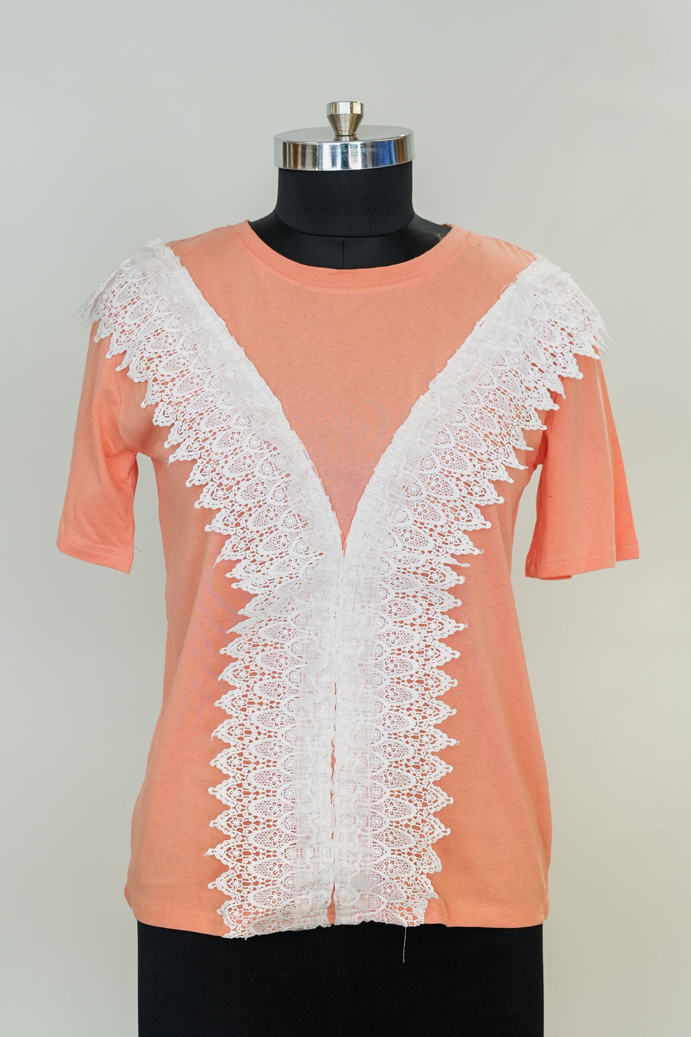 Peach Lace Work Tshirt