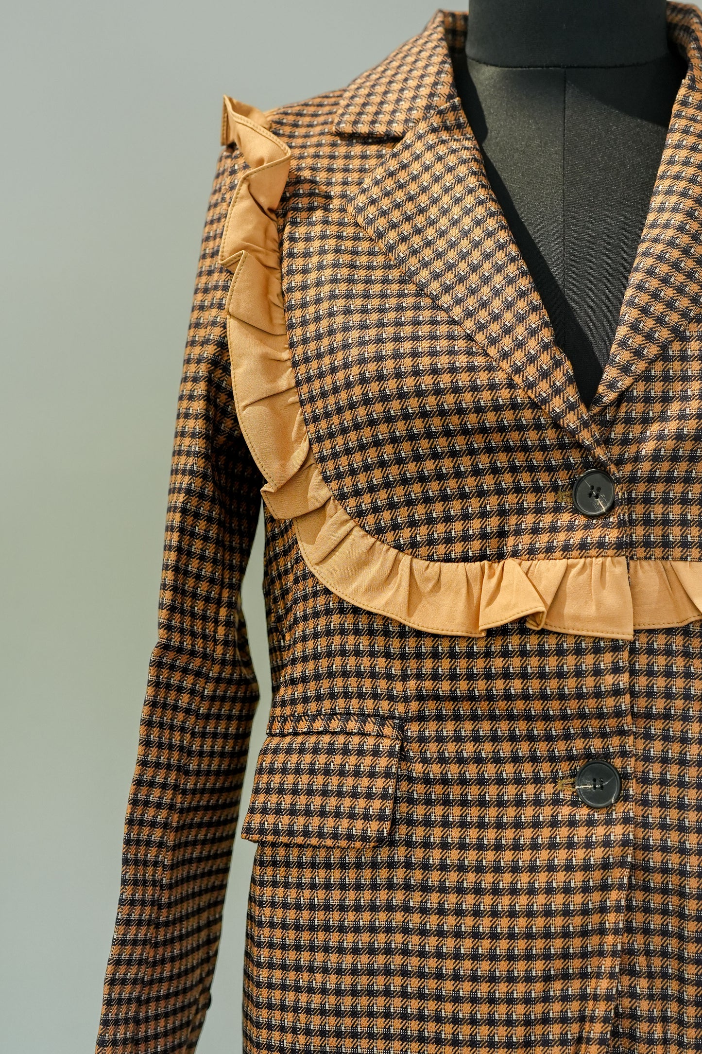 Swiss Check Ruffle Blazer