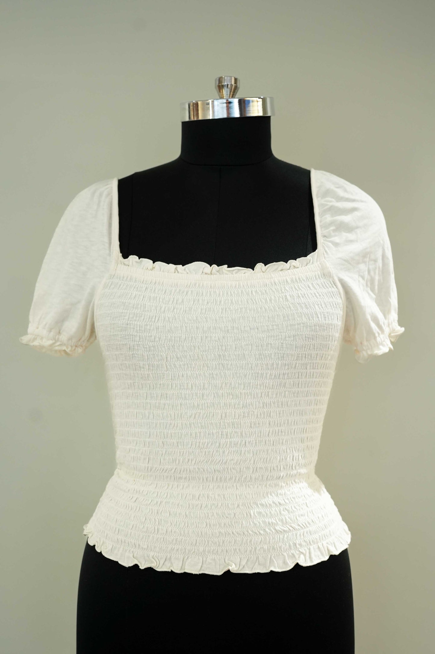 White Off Shoulder Wrinkled Top