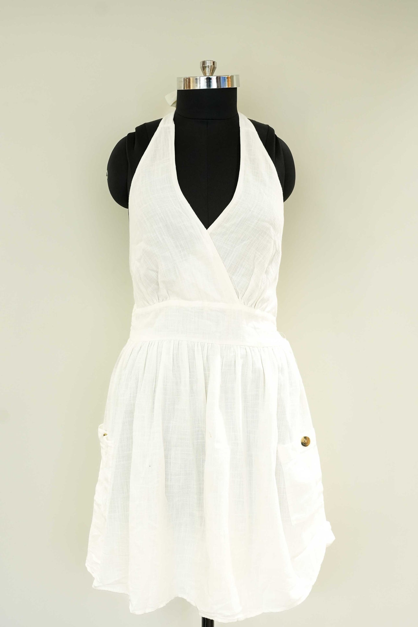 White Halter Neck Dress