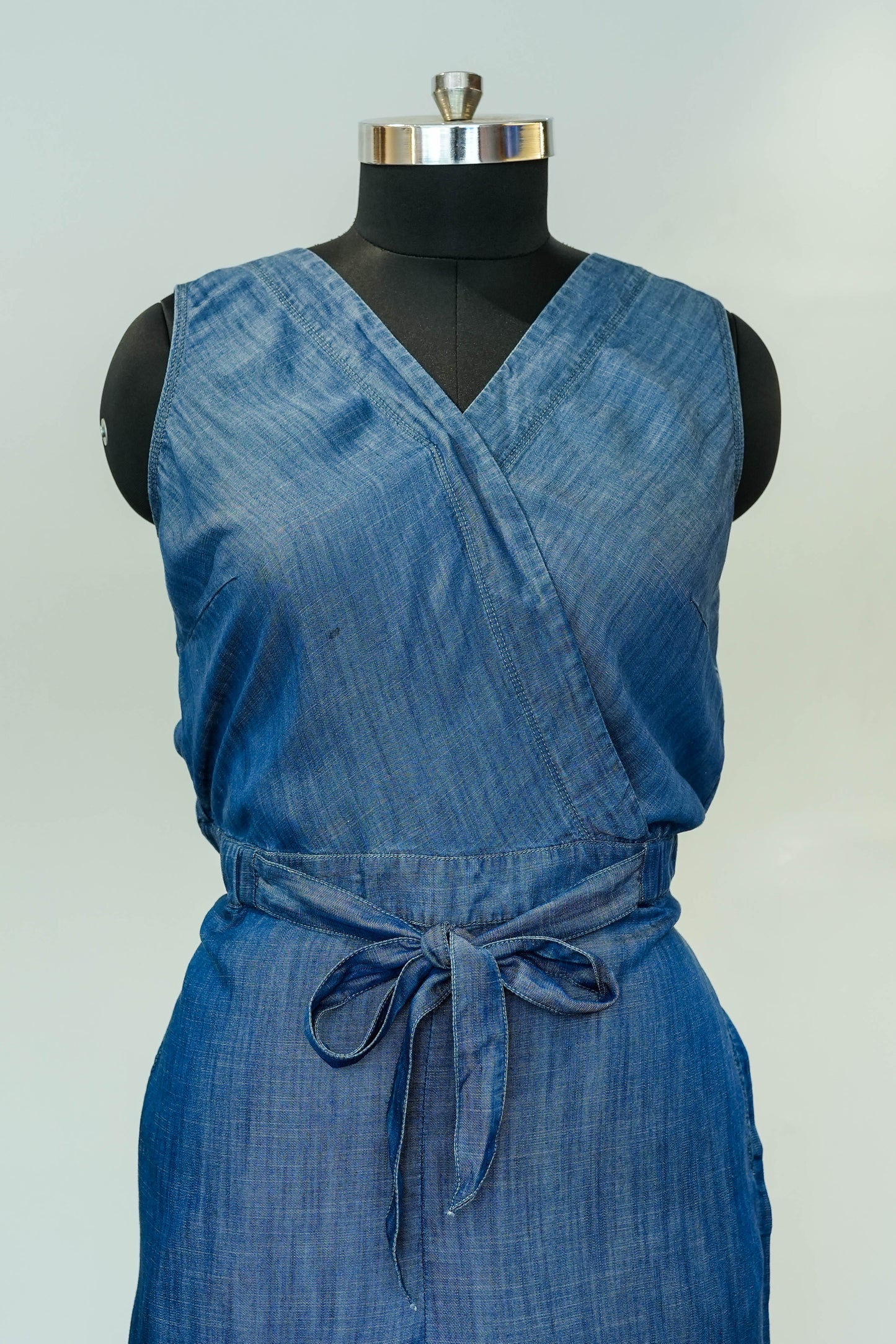 Denim Front Knot Jumpsuit