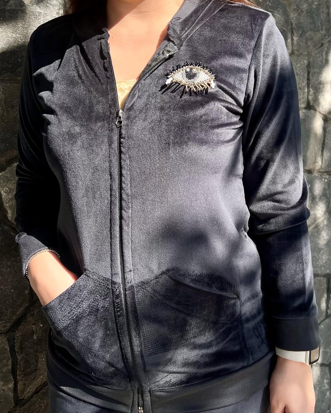 Liora Black Evil Eye Patch Tracksuit