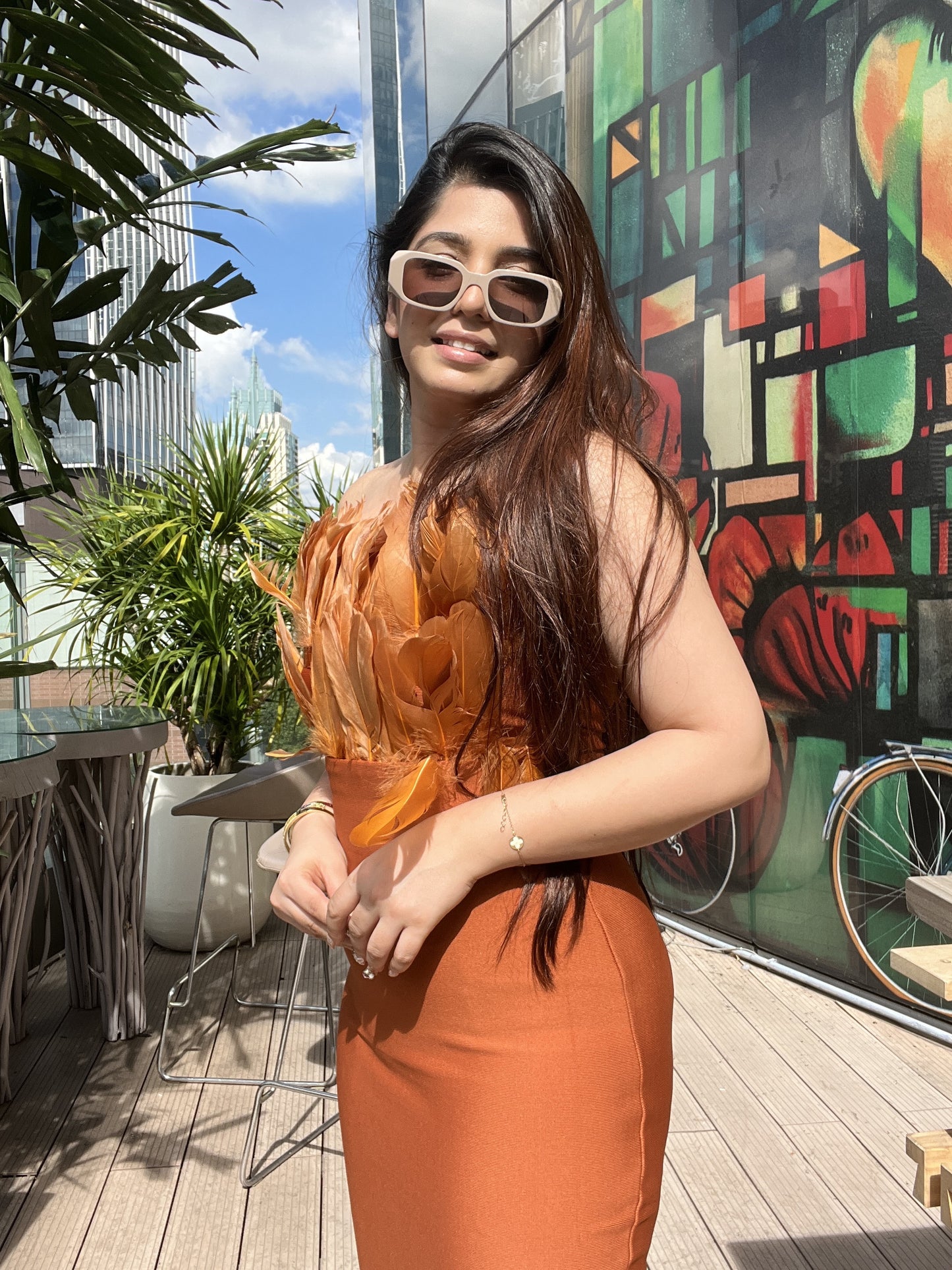 Lucy Rust Frill Dress