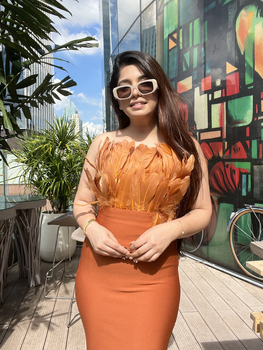 Lucy Rust Frill Dress