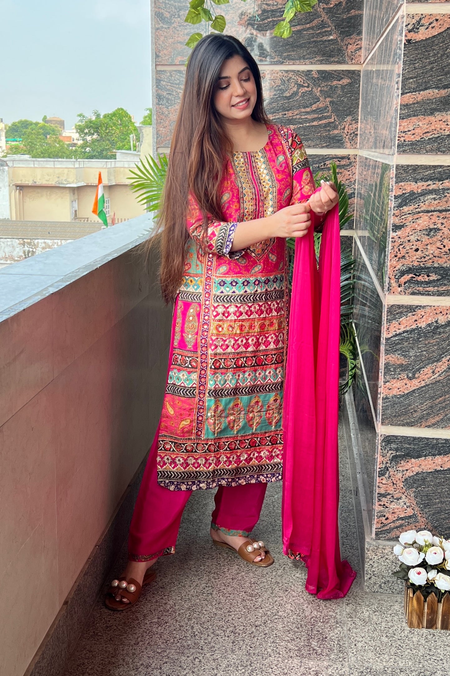 Sagari Pink Digital Print Suit Set