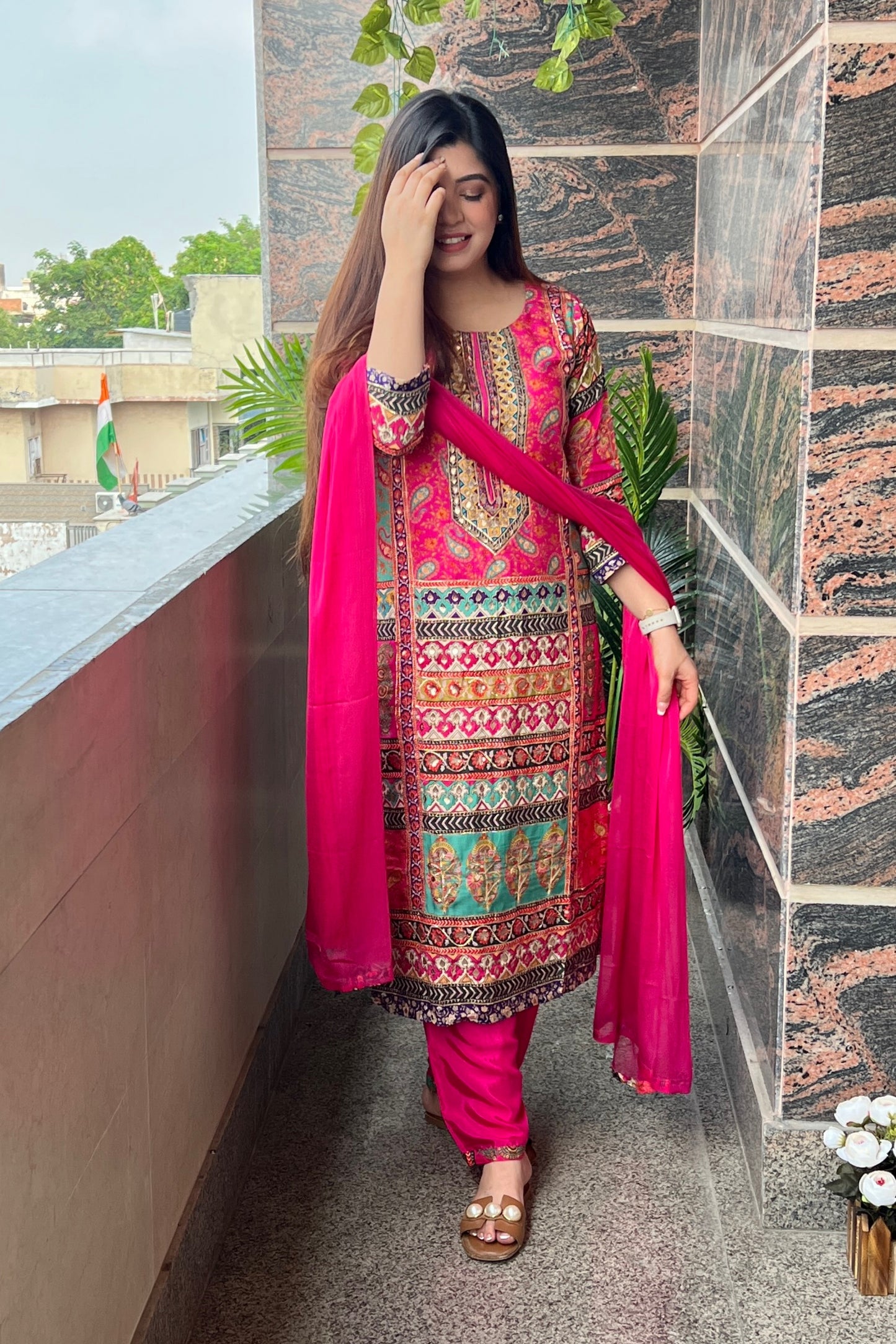 Sagari Pink Digital Print Suit Set
