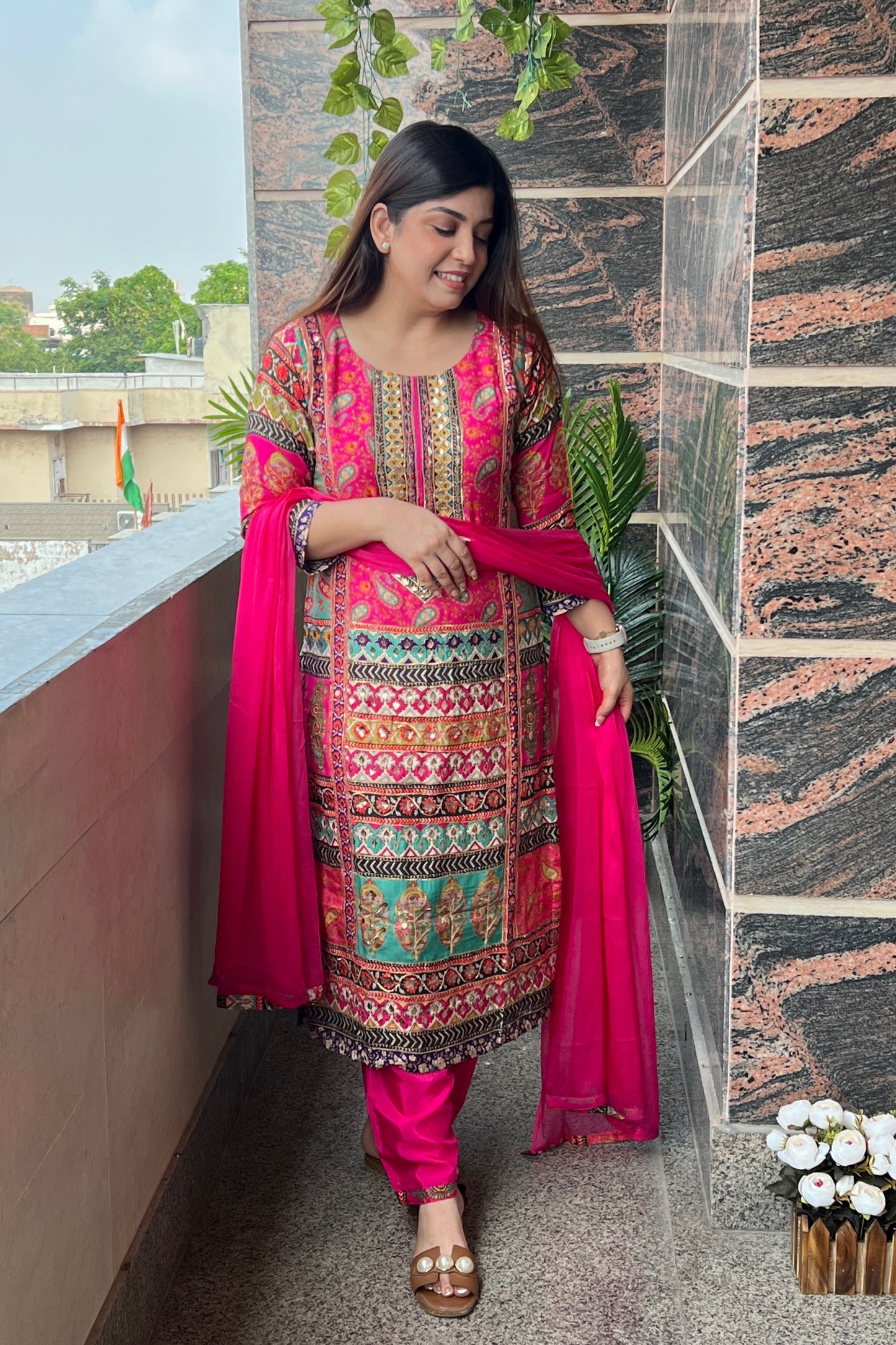 Sagari Pink Digital Print Suit Set
