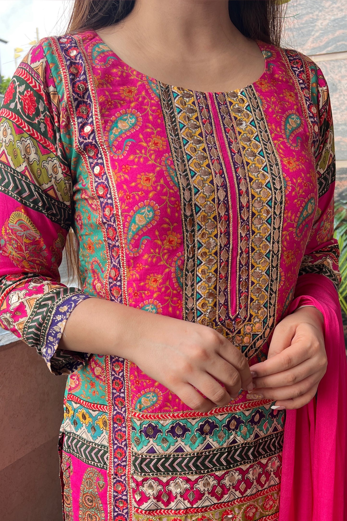 Sagari Pink Digital Print Suit Set